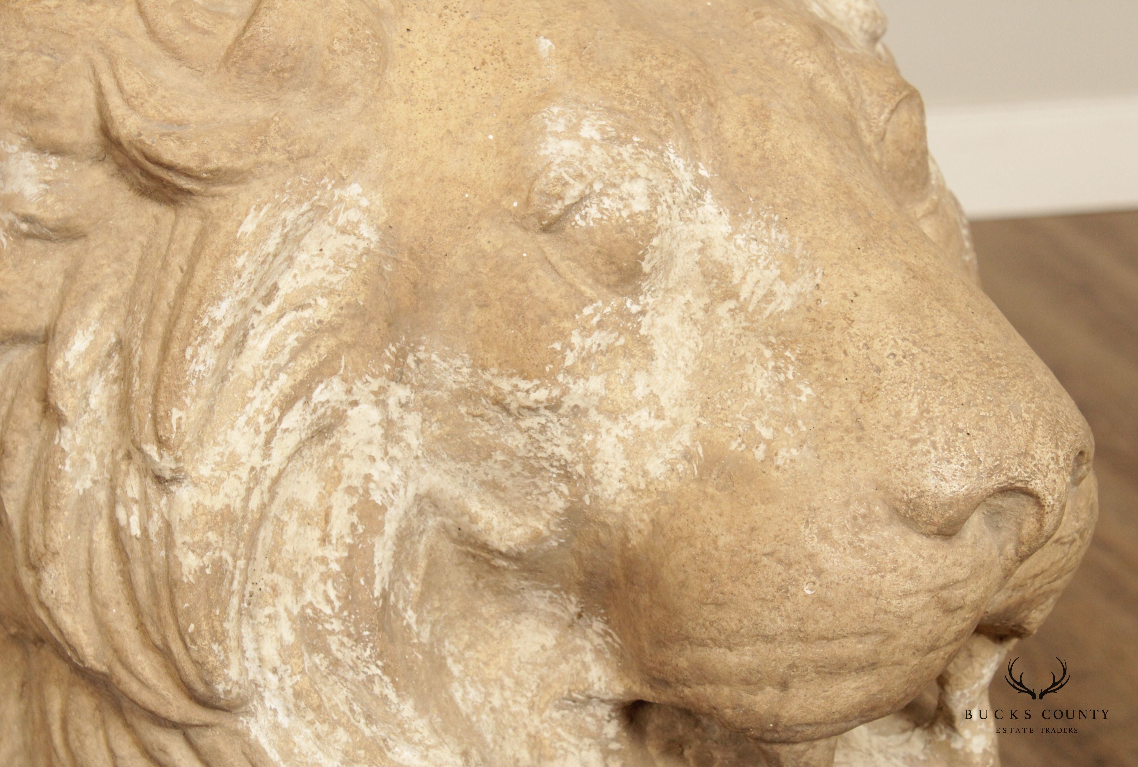 Lion Mask Casted Stone Architectural Detail Sculpture