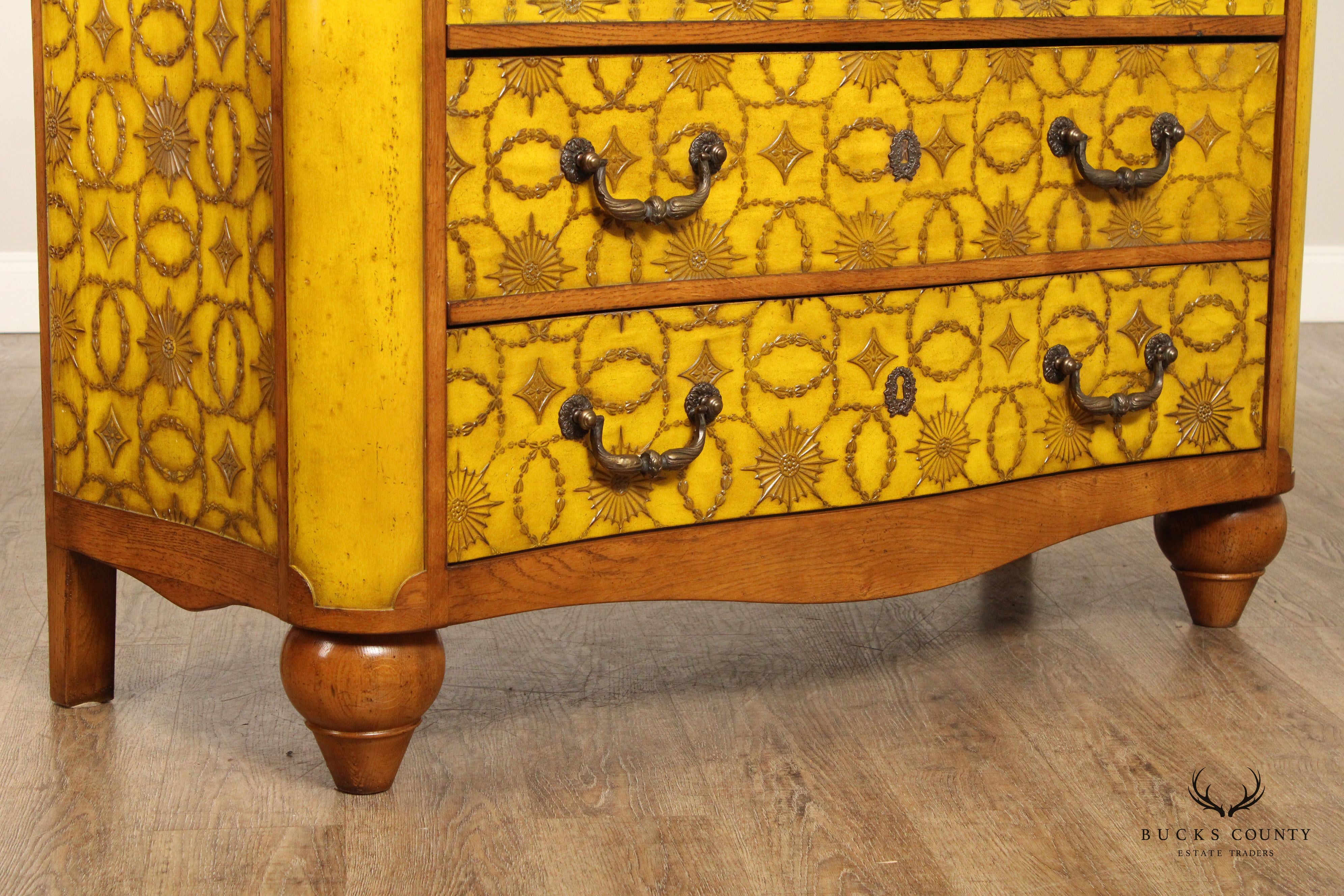 French Custom Lacquered Oak Three Drawer Dresser