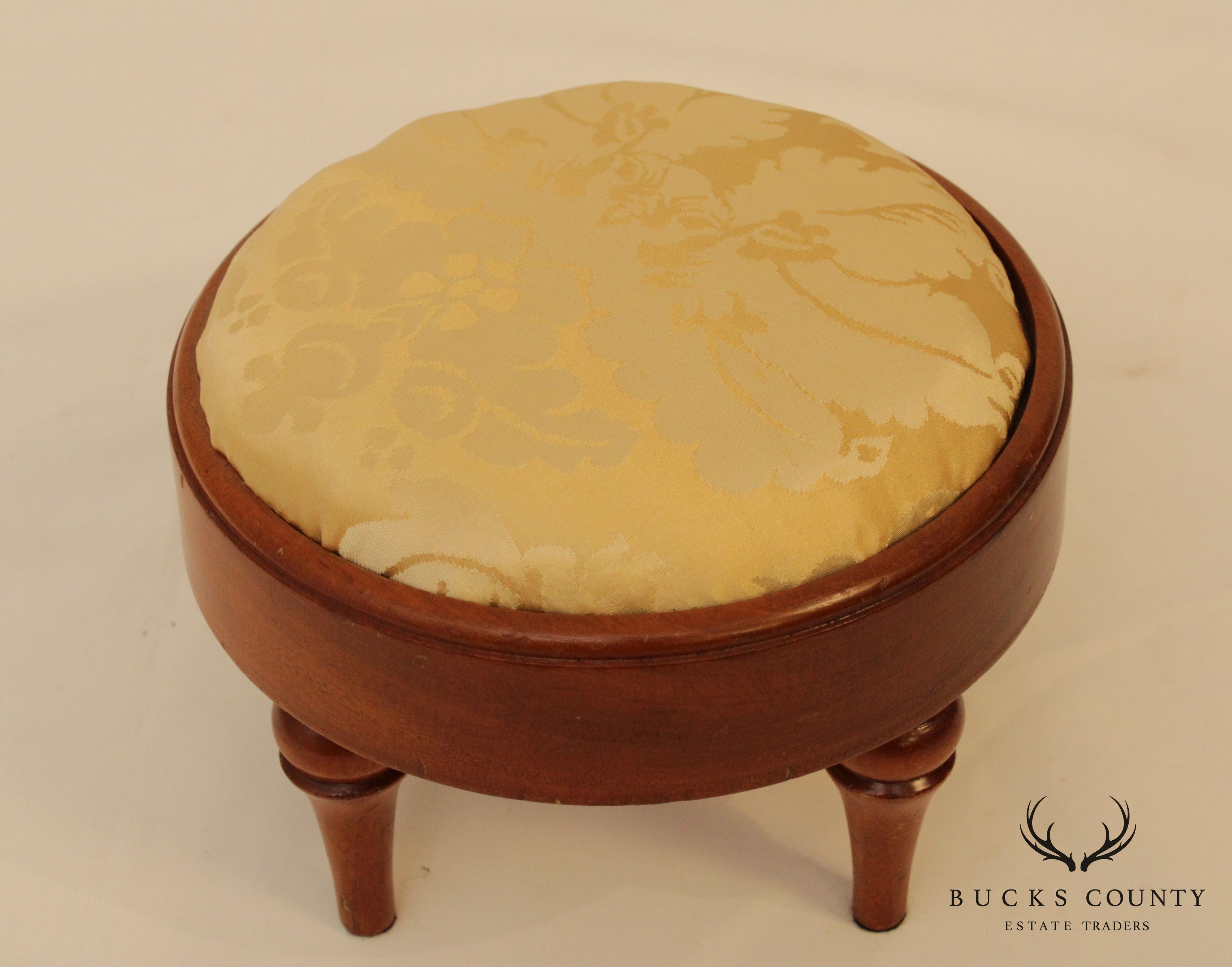 Custom Mahogany Small Round Foot Stool