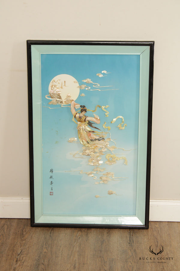 Vintage Chinese 'Chang'e Flying to the Moon' Resin Wall Art