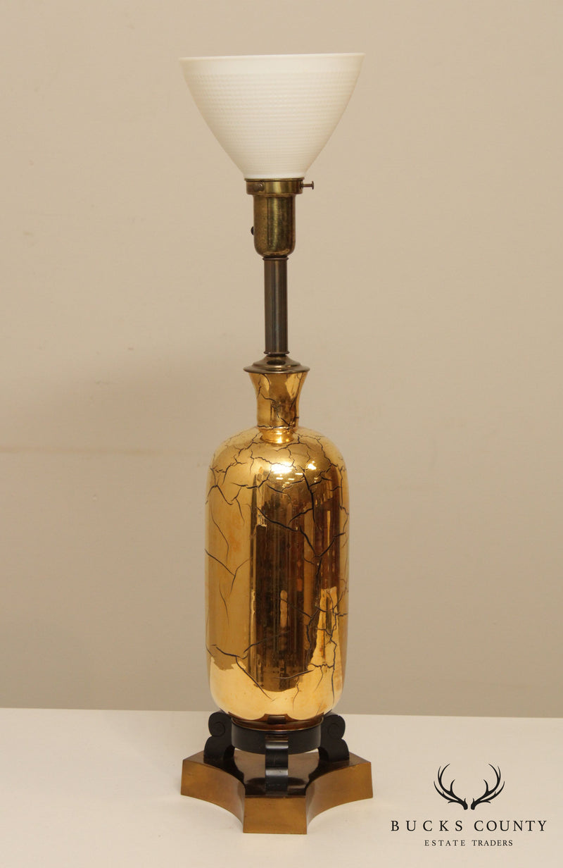 Hollywood Regency Vintage Black & Gold Table Lamp