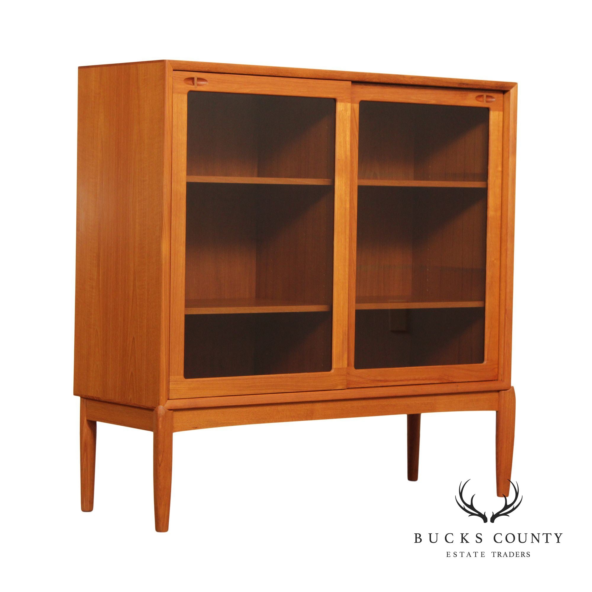 Henry Walter Klein for Bramin Danish Modern Glass Door Teak Bookcase