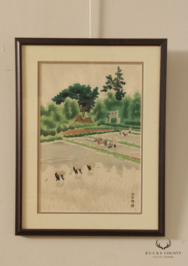 Vintage Japanese 'Rice Planting in Early Summer' Print, After Kotozuka Eiichi