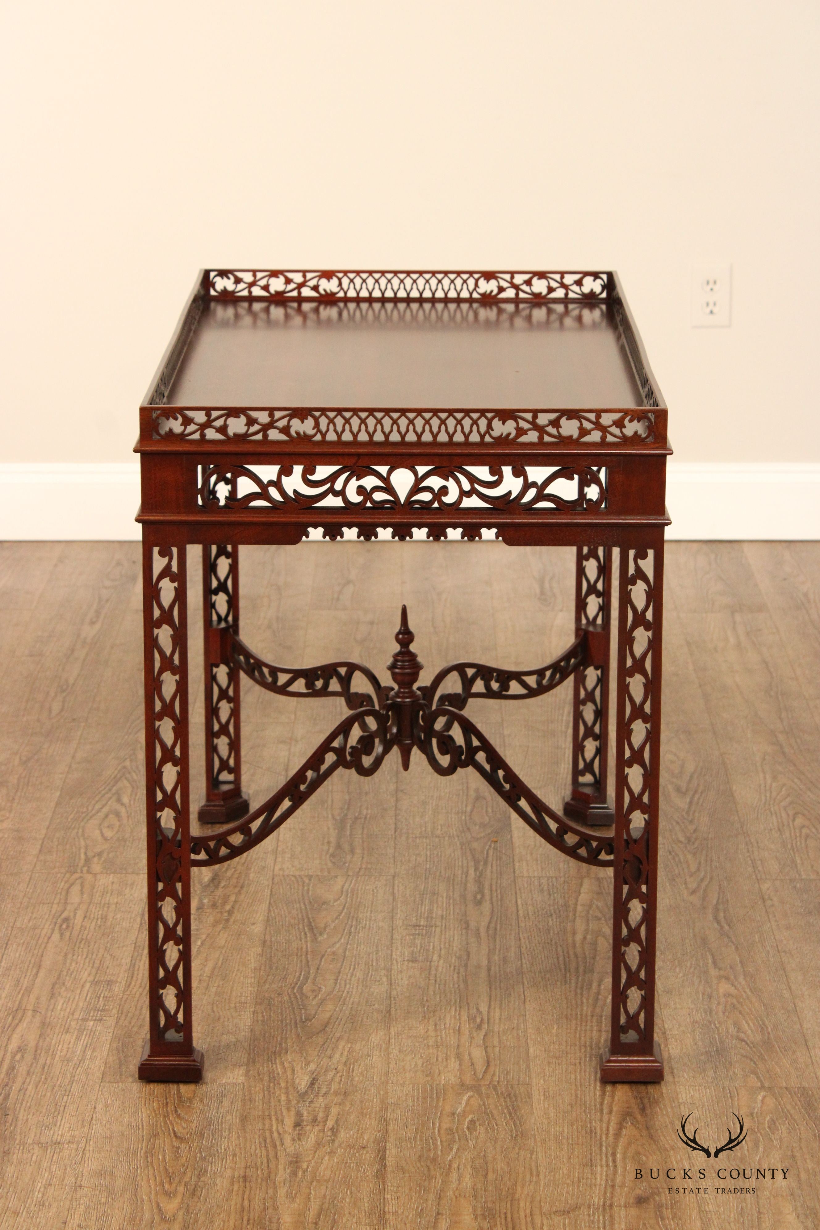 Chinese Chippendale Style Carved Mahogany Tea Table