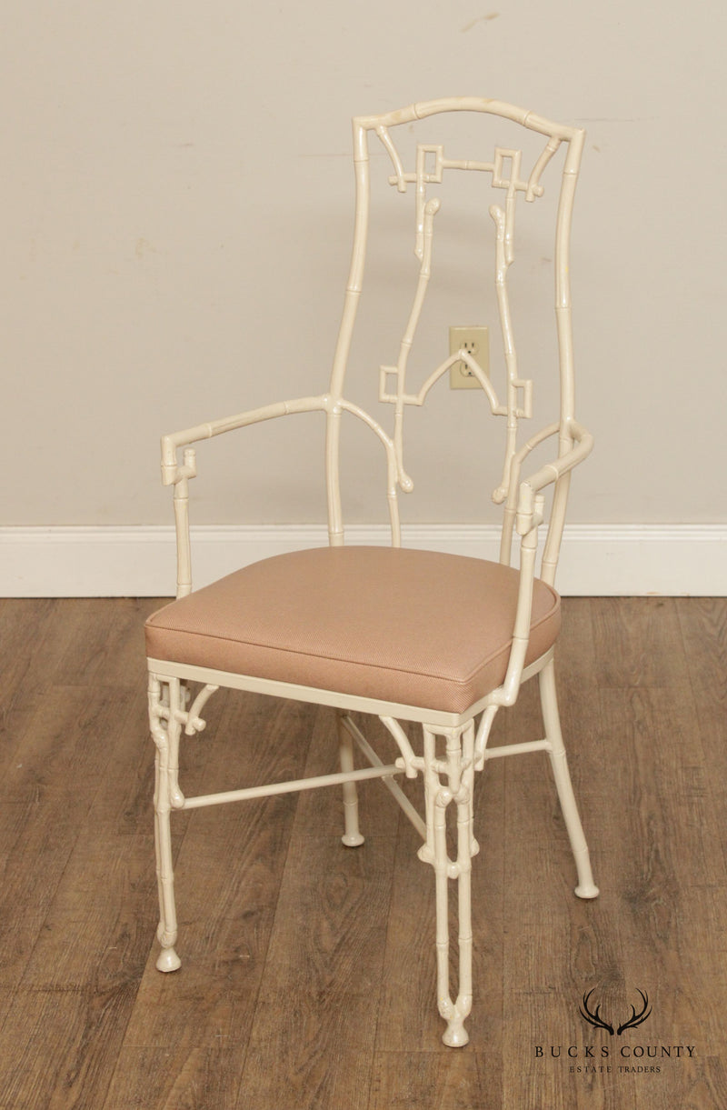 Hollywood Regency Metal Faux Bamboo Arm Chair