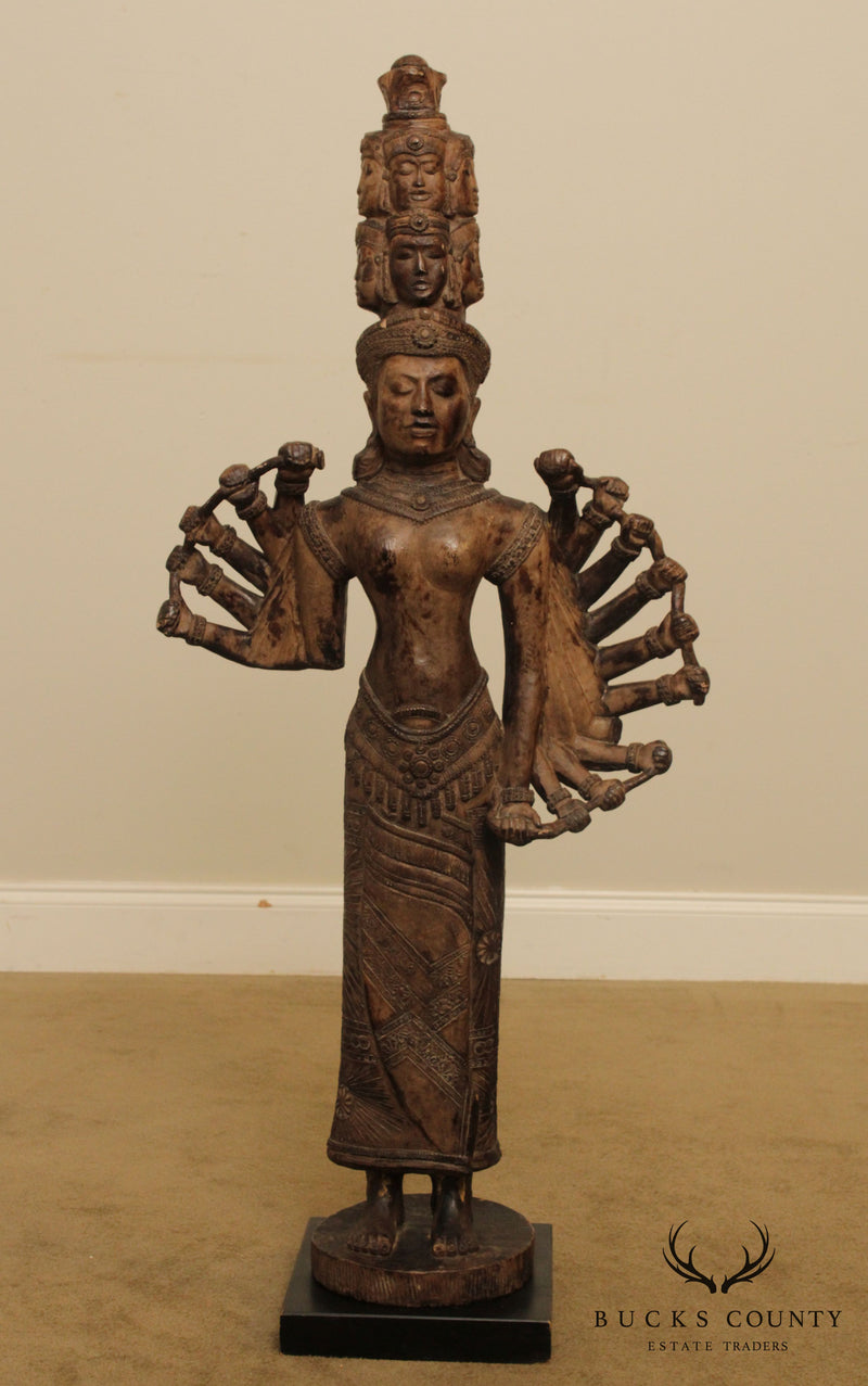 Vintage Carved 48 inch Tall Buddhist Statue