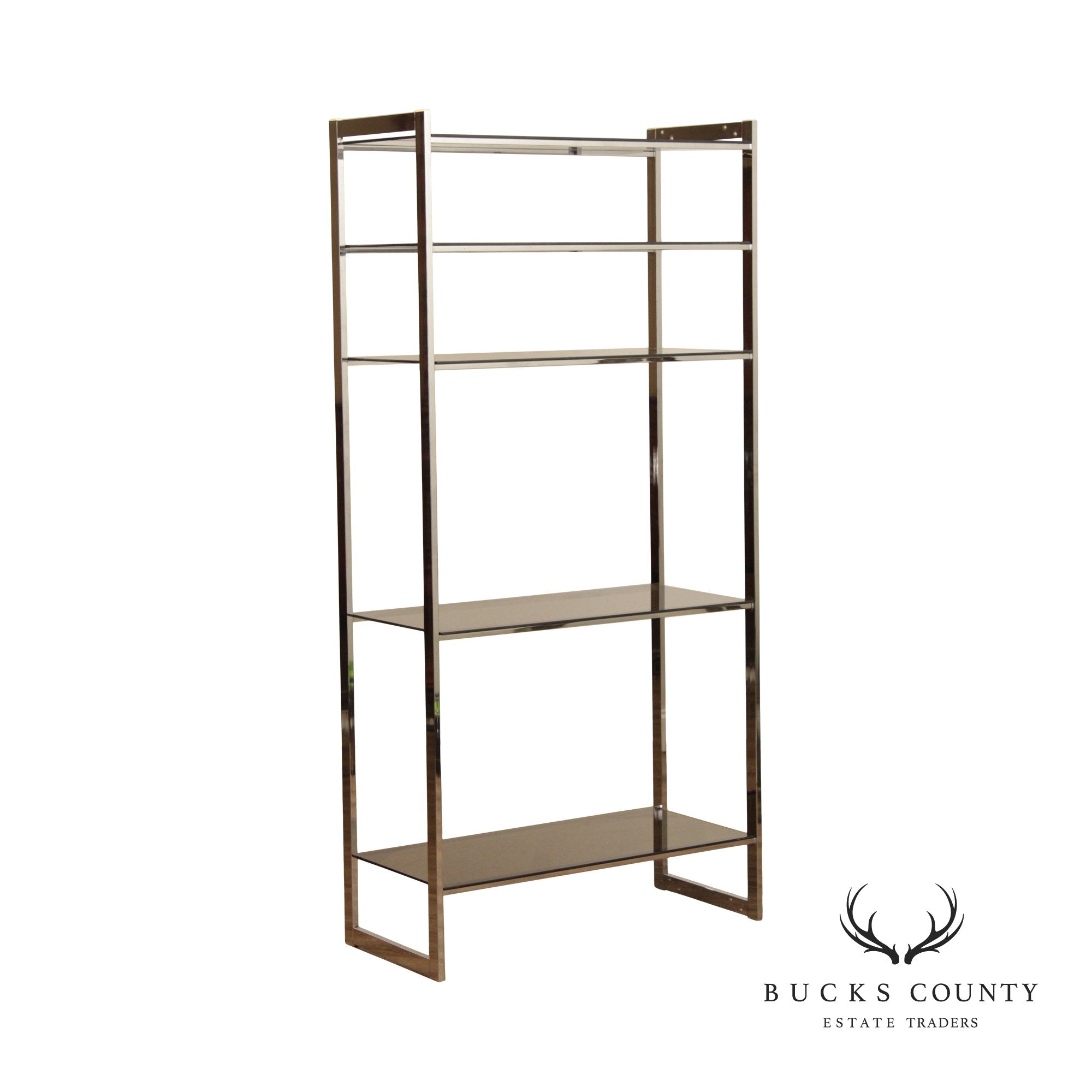 Mid Century Modern Glass and Chrome Etagere Bookshelf