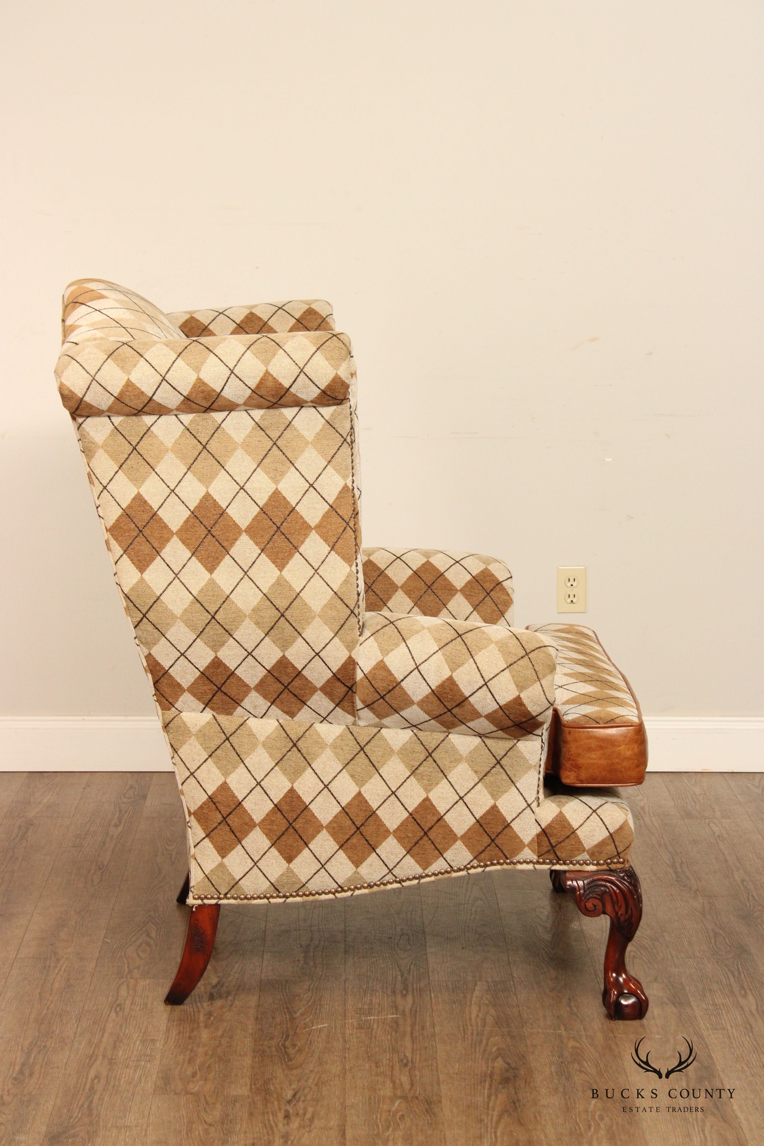 Old Hickory Tannery Ball and Claw Foot Wingback Armchair