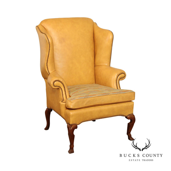 Georgian Style Leather Wing Chair By Leathercraft