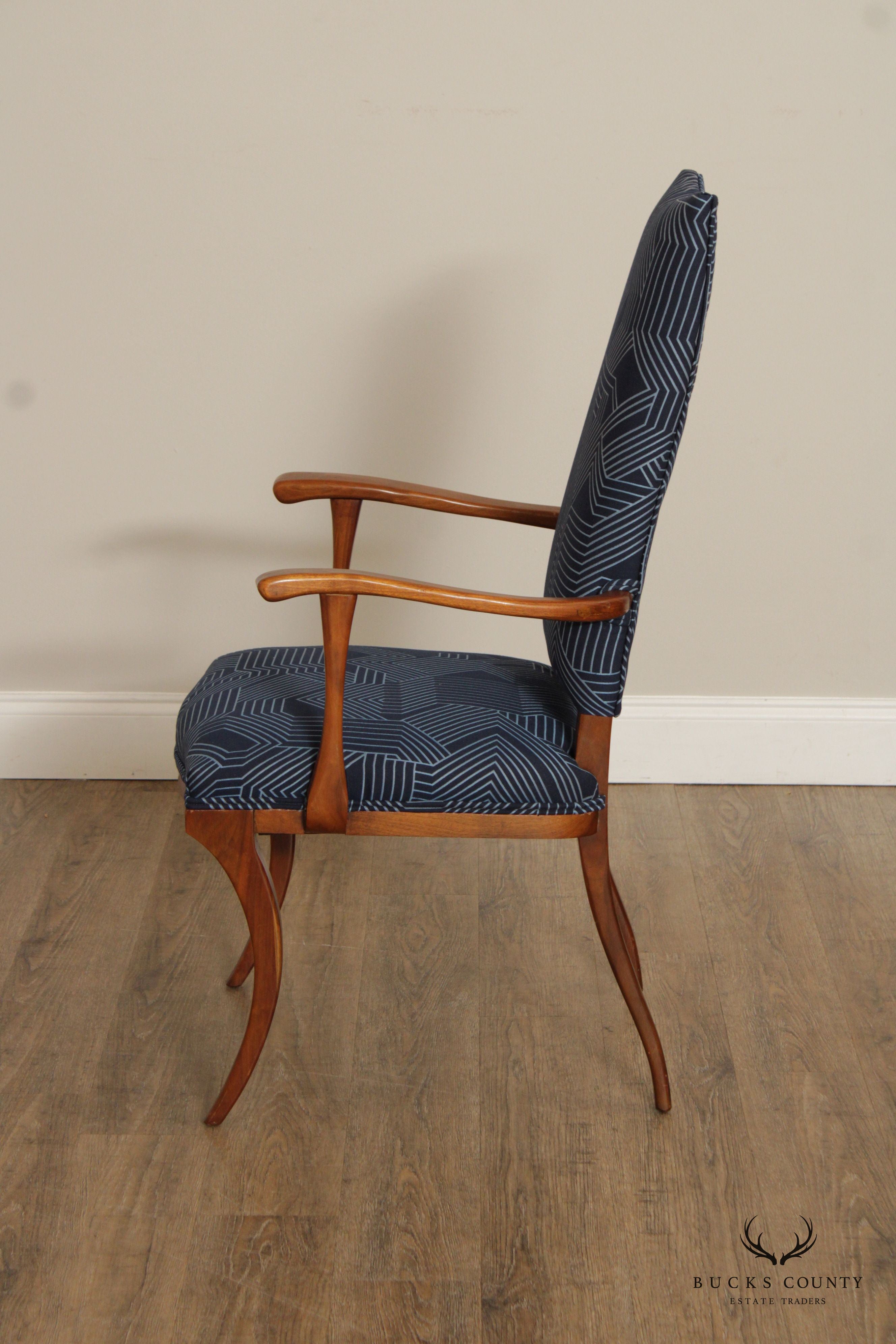 KLISMOS STYLE MID CENTURY SOLID WALNUT PAIR OF  ARMCHAIRS