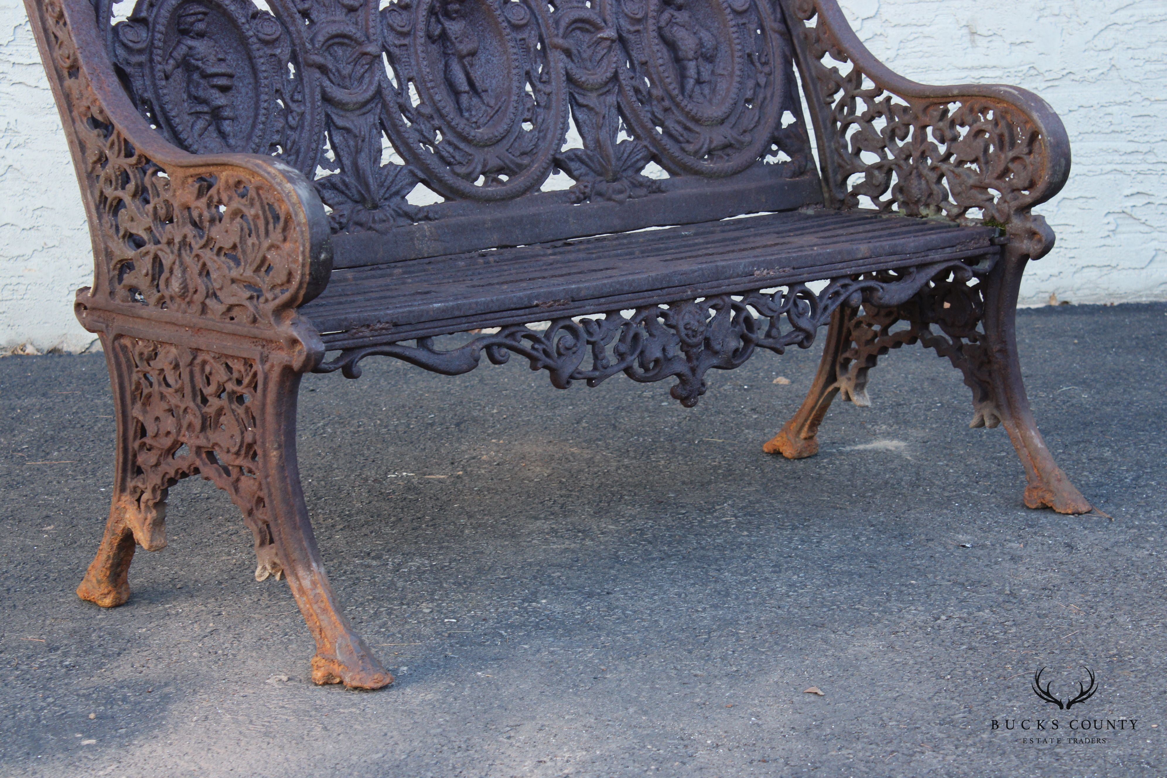 Victorian Style Cast Iron Outdoor Seasons Garden Bench