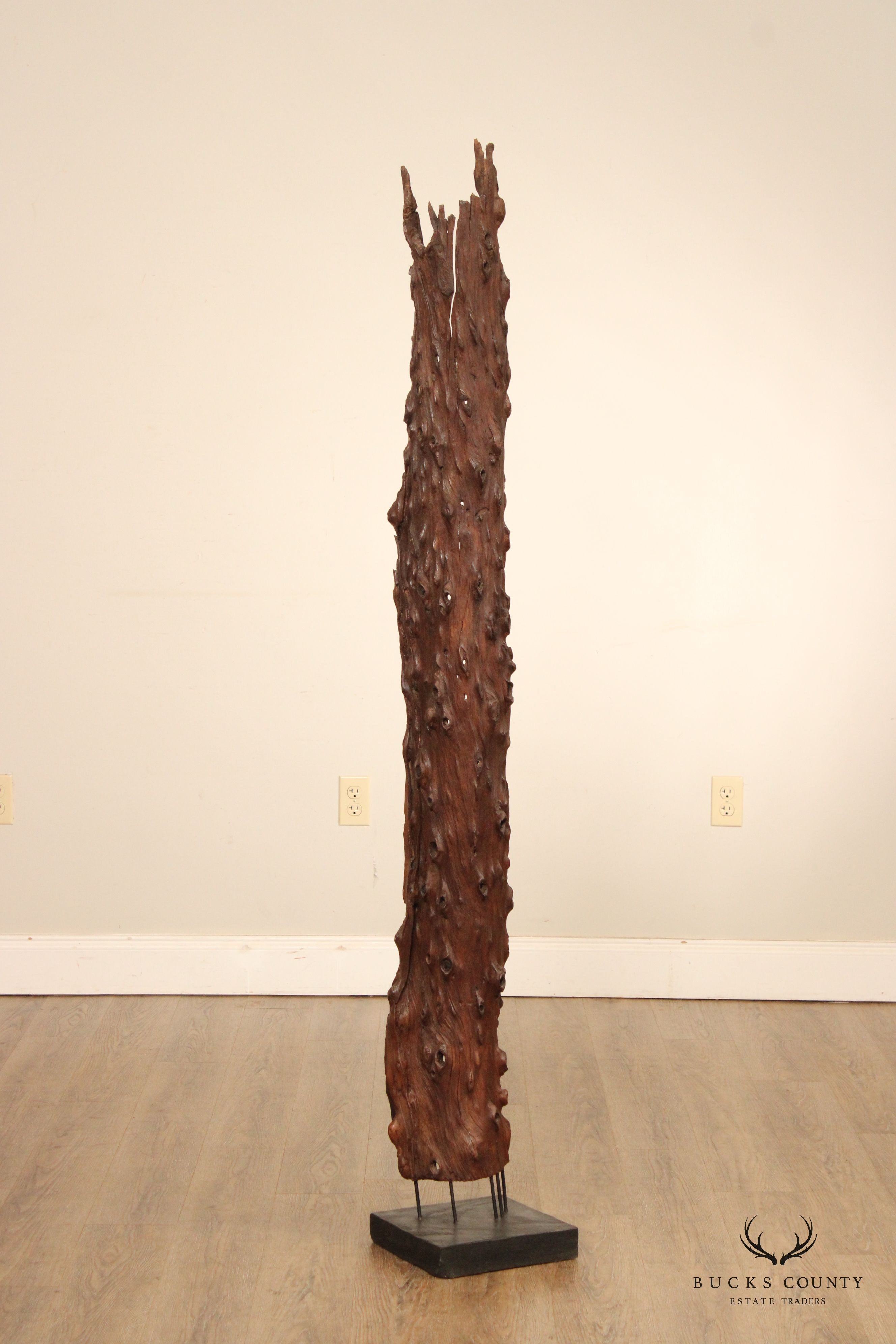 Vintage Abstract Reclaimed Natural Wood Tall Sculpture