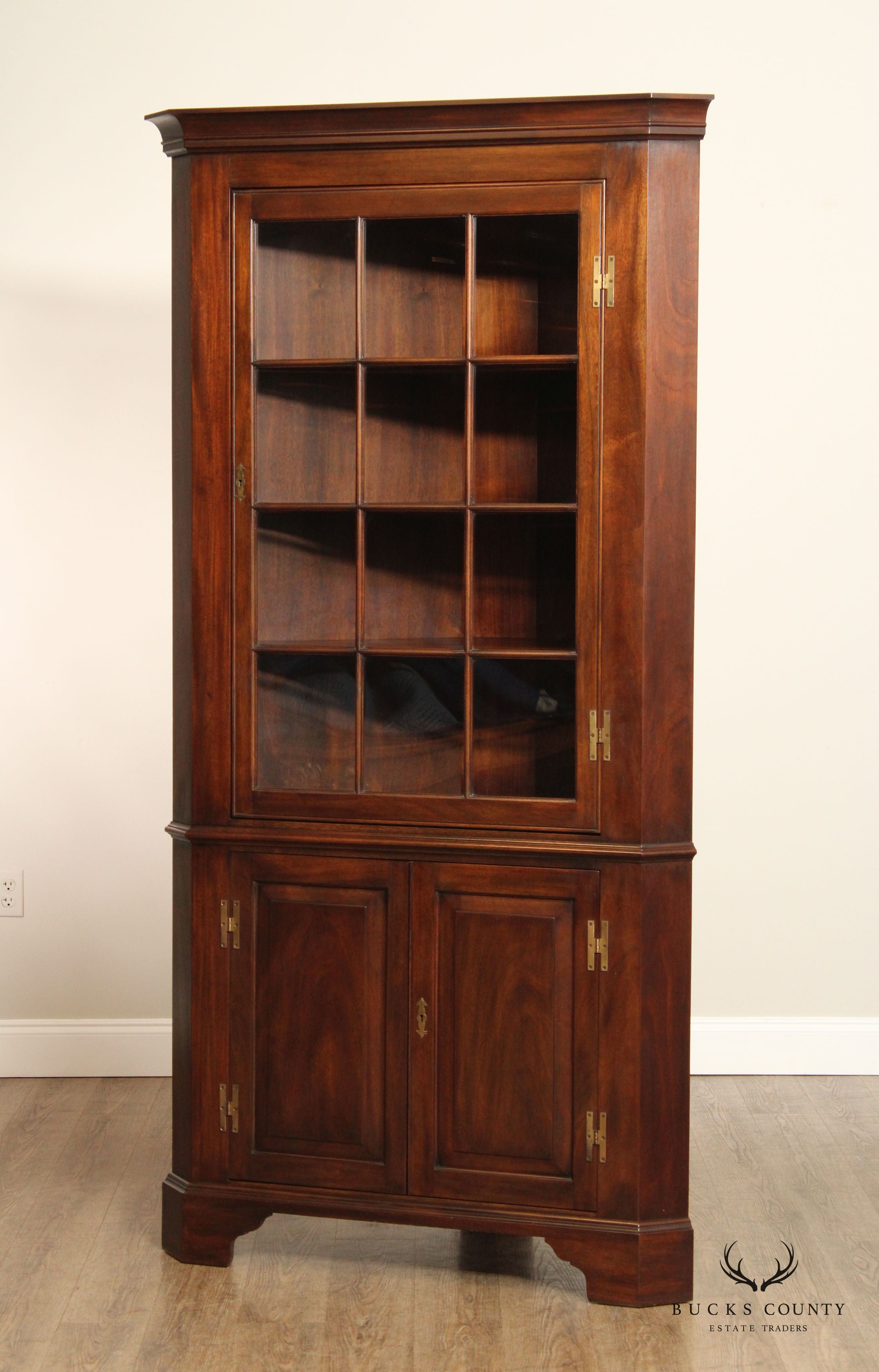 Henkel Harris Chippendale Style Mahogany Corner Cupboard