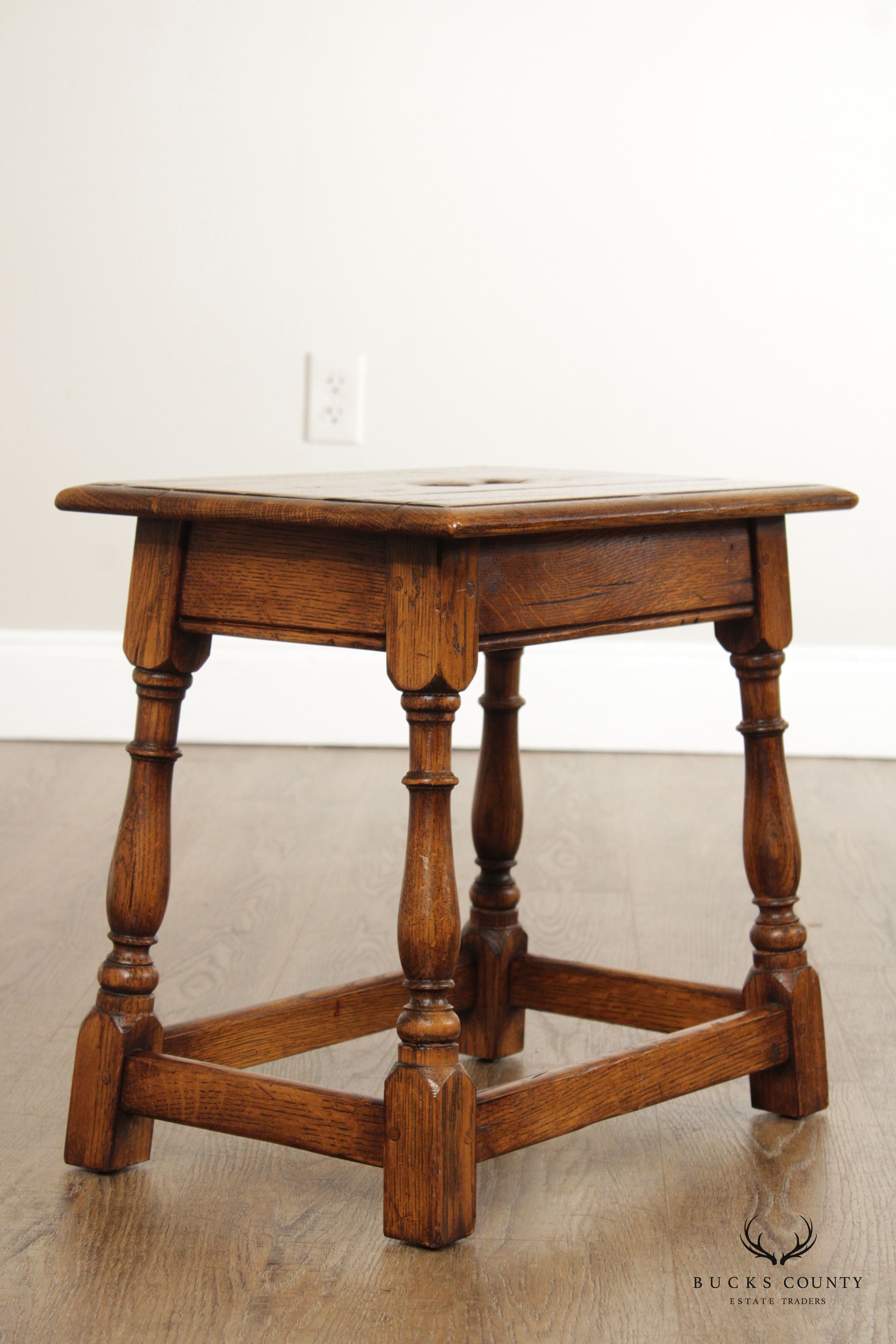 Stickley 'Antiquities' William & Mary Style Oak Stool