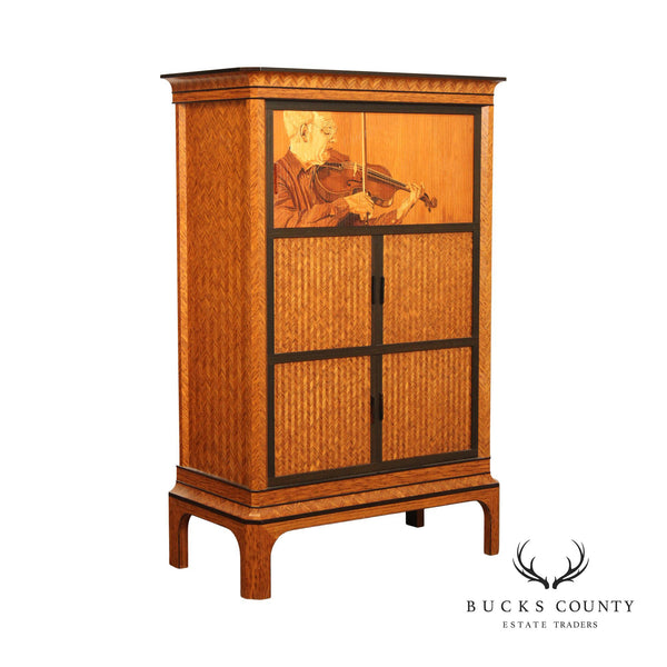 Silas Kopf Marquetry Inlaid Figural Armoire