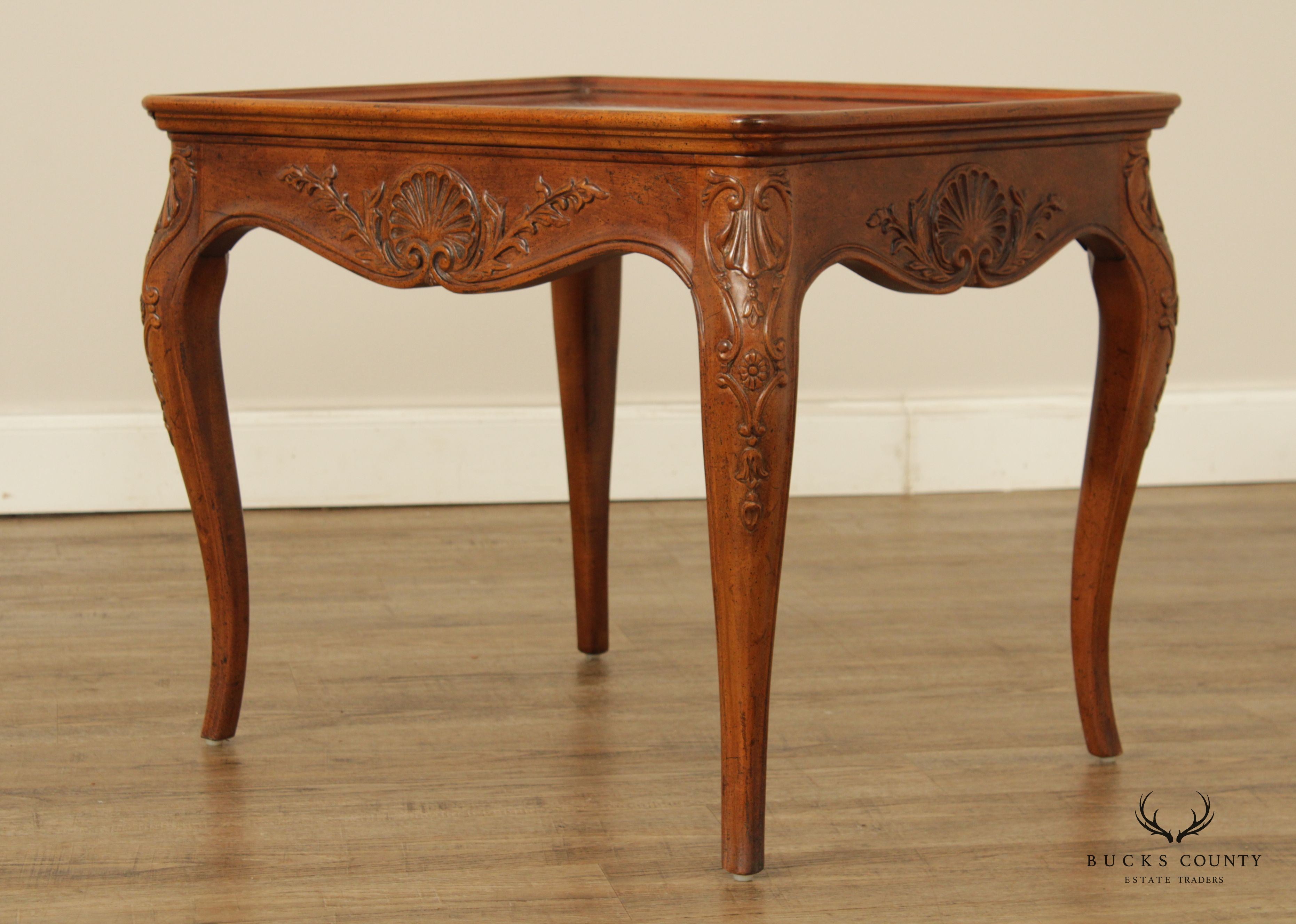 Henredon French Provincial Style Carved Walnut Side Table