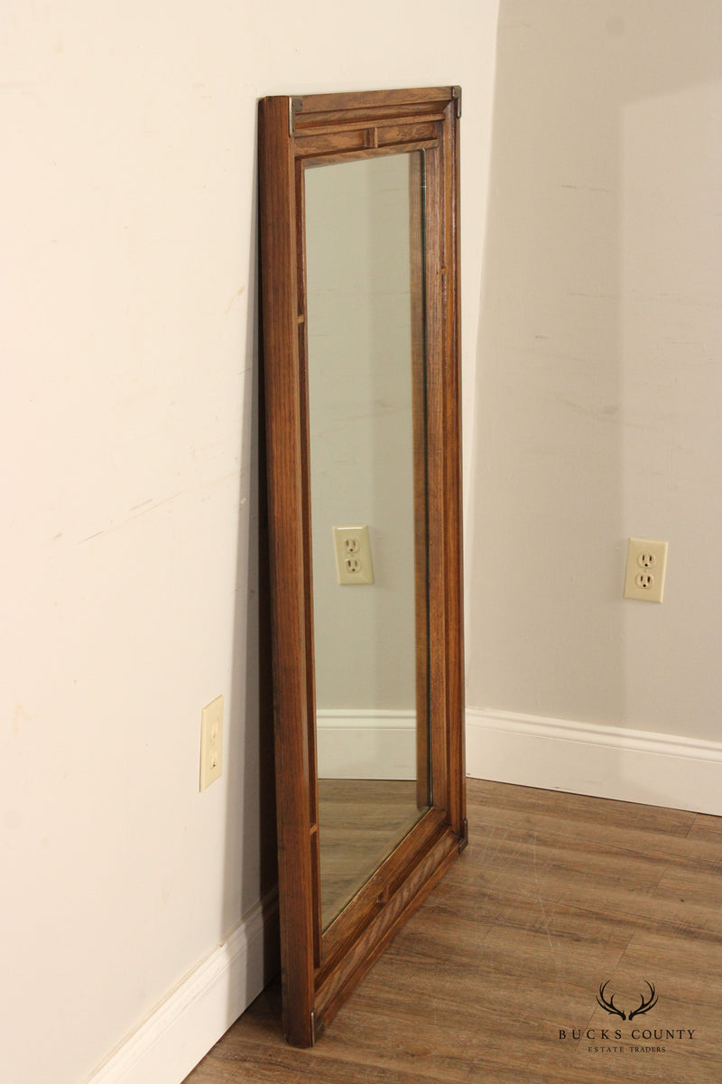Campaign Style Vintage Oak Frame Wall Mirror