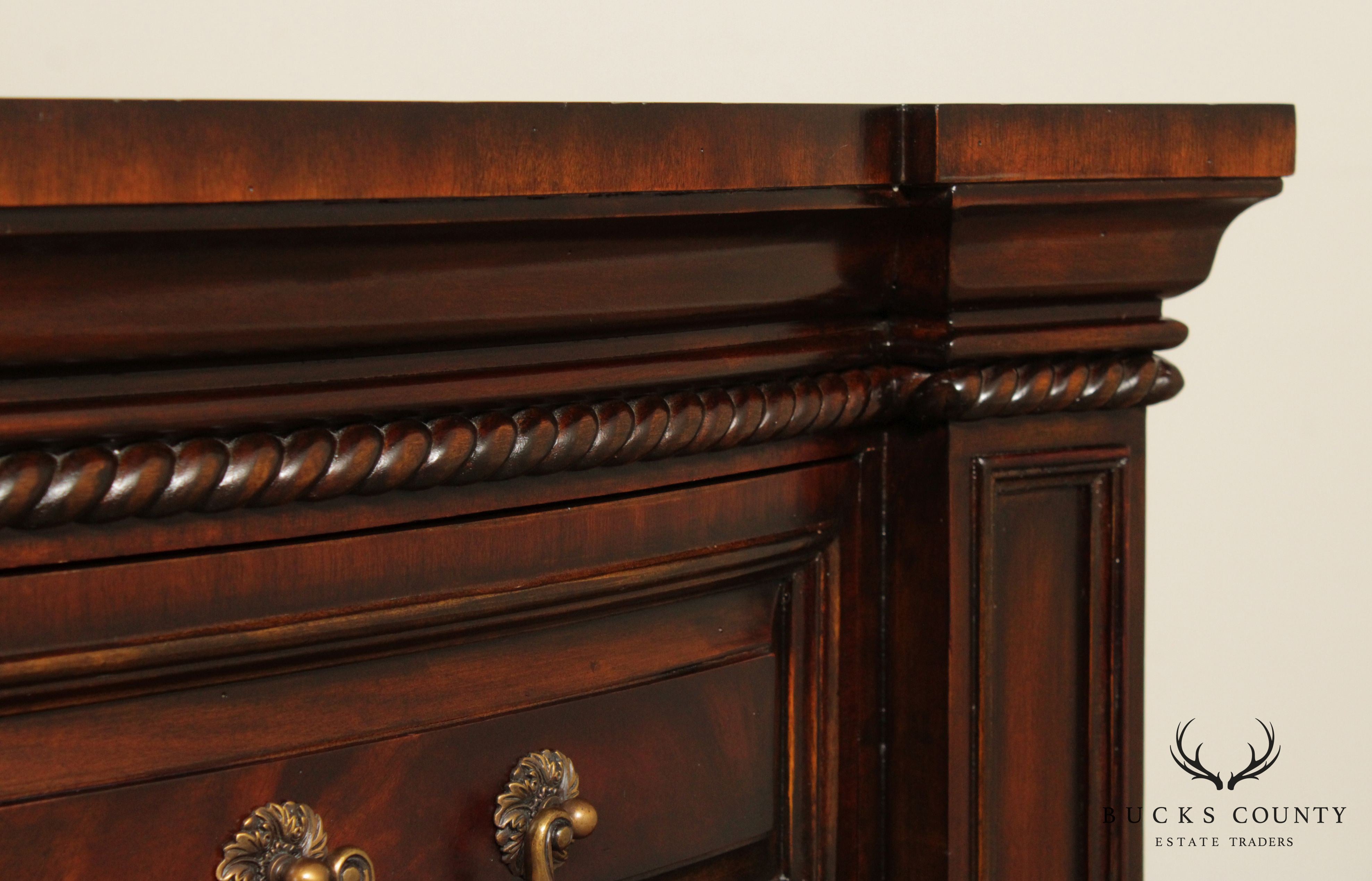 Maitland Smith Regency Style Mahogany Bowfront Chest of Drawers