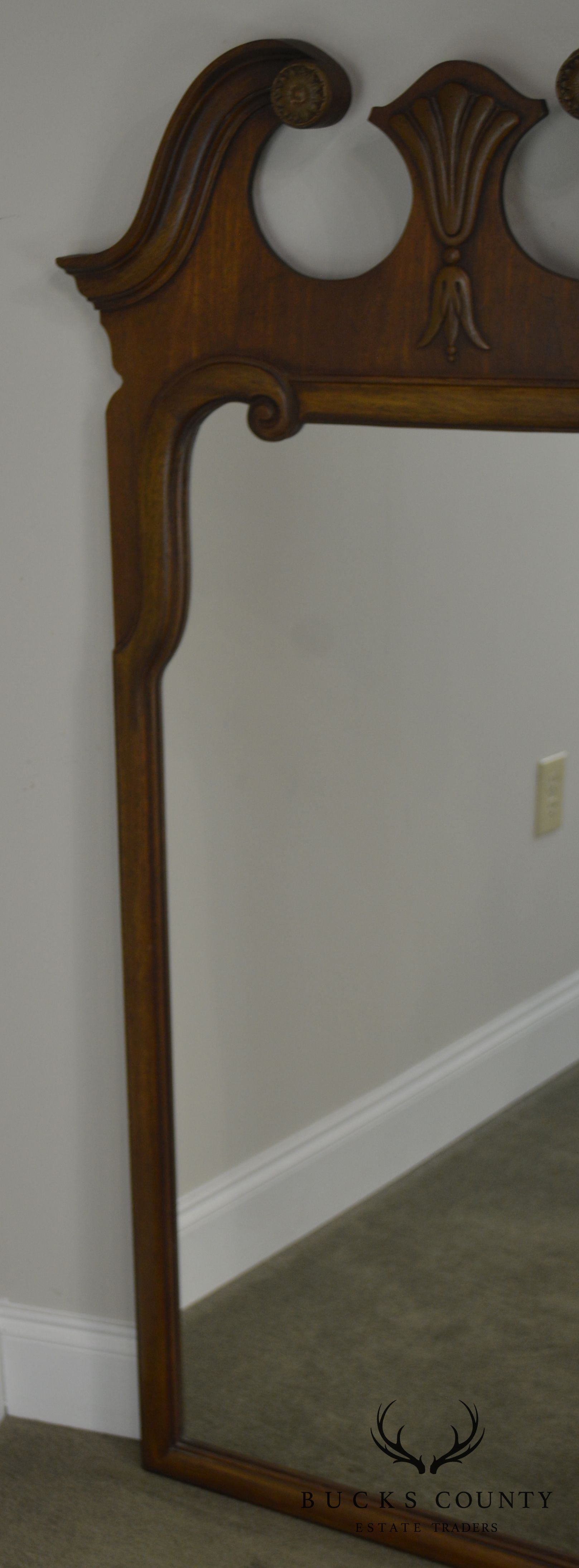 Thomasville Vintage 1960's Broken Arch Top Walnut Wall Mirror