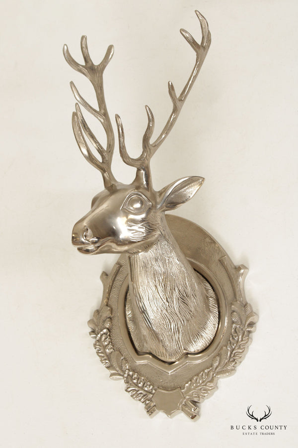 Contemporary Polished Aluminum Mounted Stag Bust