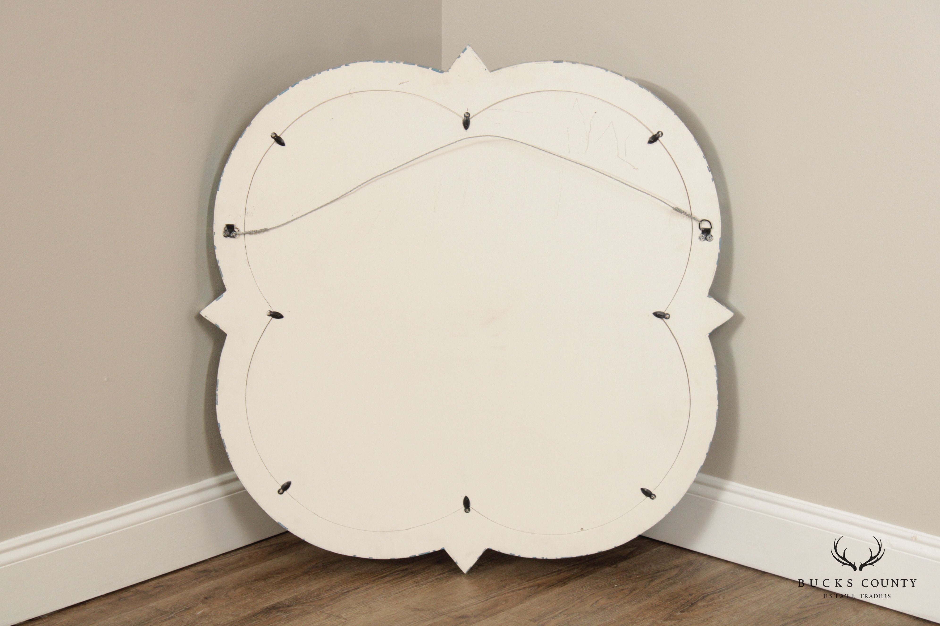 Santorini Style Faux Bone Inlaid Quatrefoil Mirror