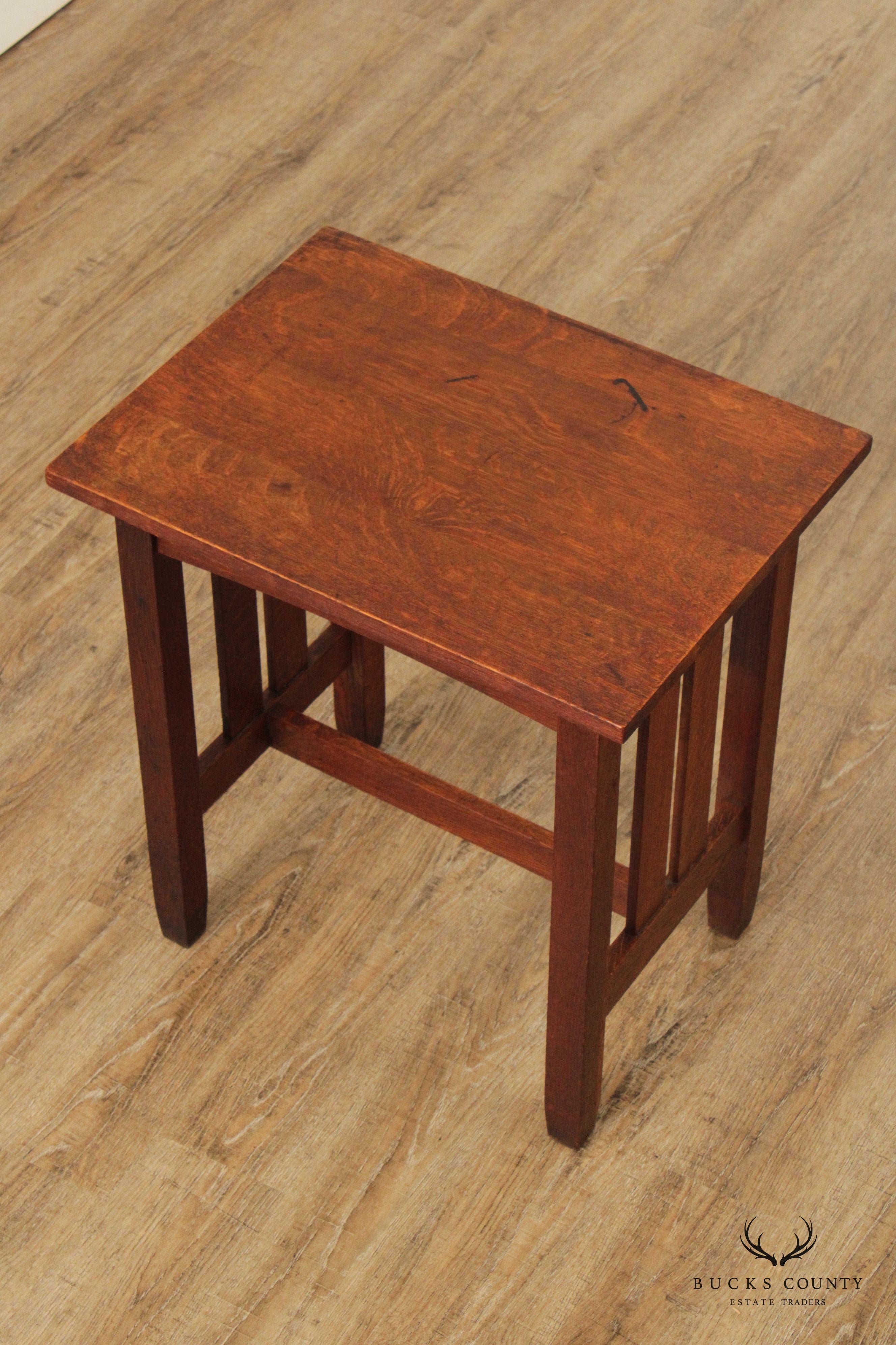 Stickley Brothers Quaint Antique Mission Oak Lamp Table