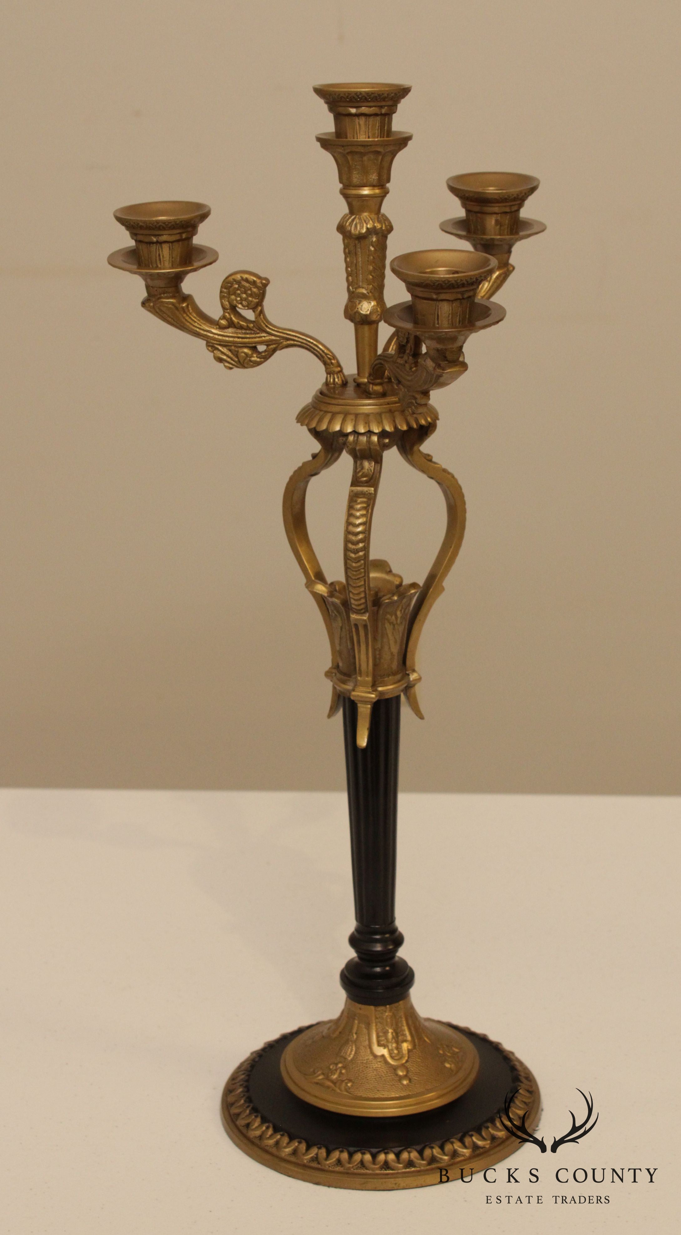 French Empire Style Pair Bronze Candelabra