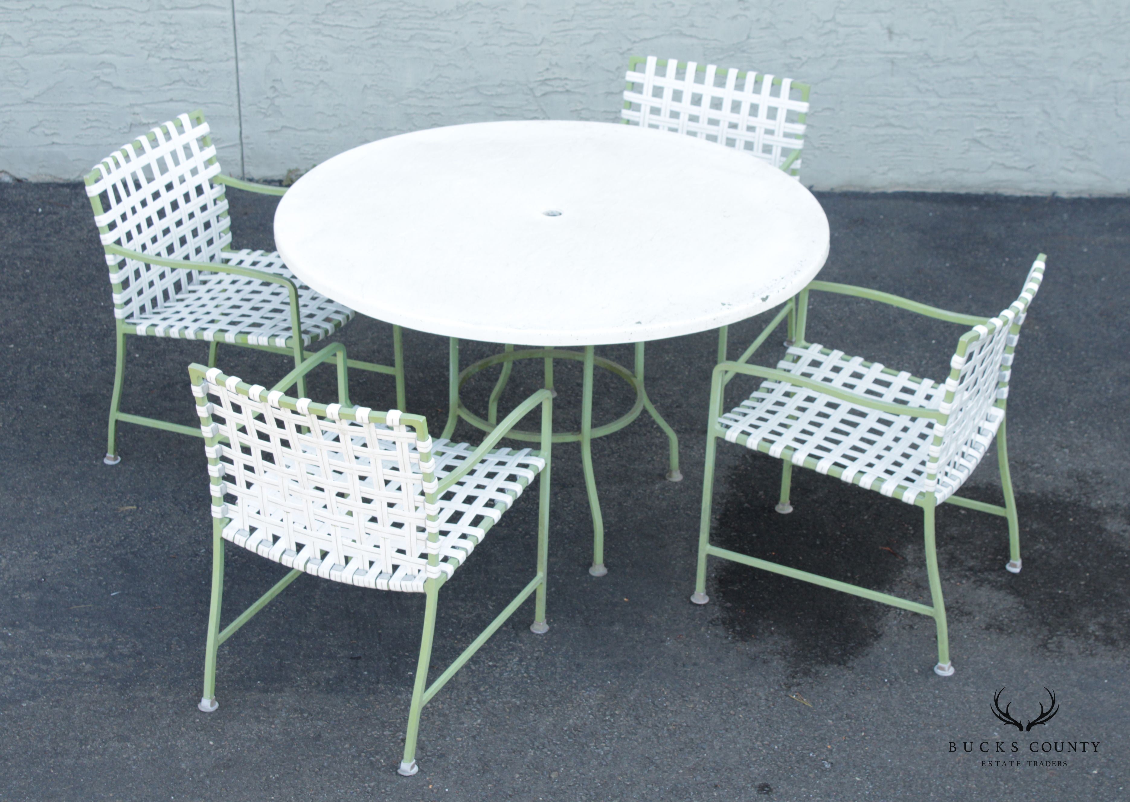 Vintage Five-Piece Aluminum Patio Table and Chairs