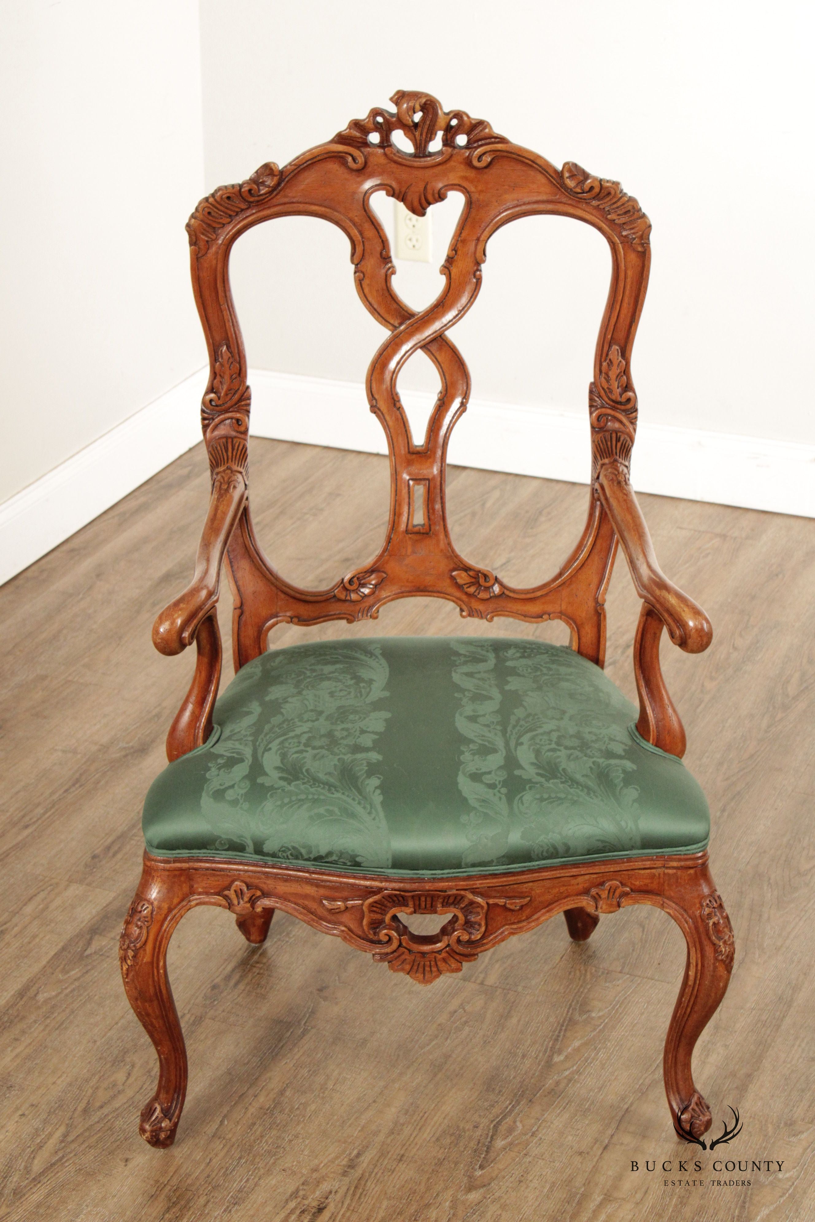 Interior Crafts Rococo Style Carved Armchair