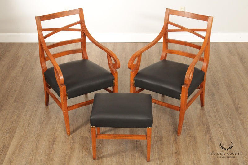 Regency Style Pair of Armchairs with Ottoman