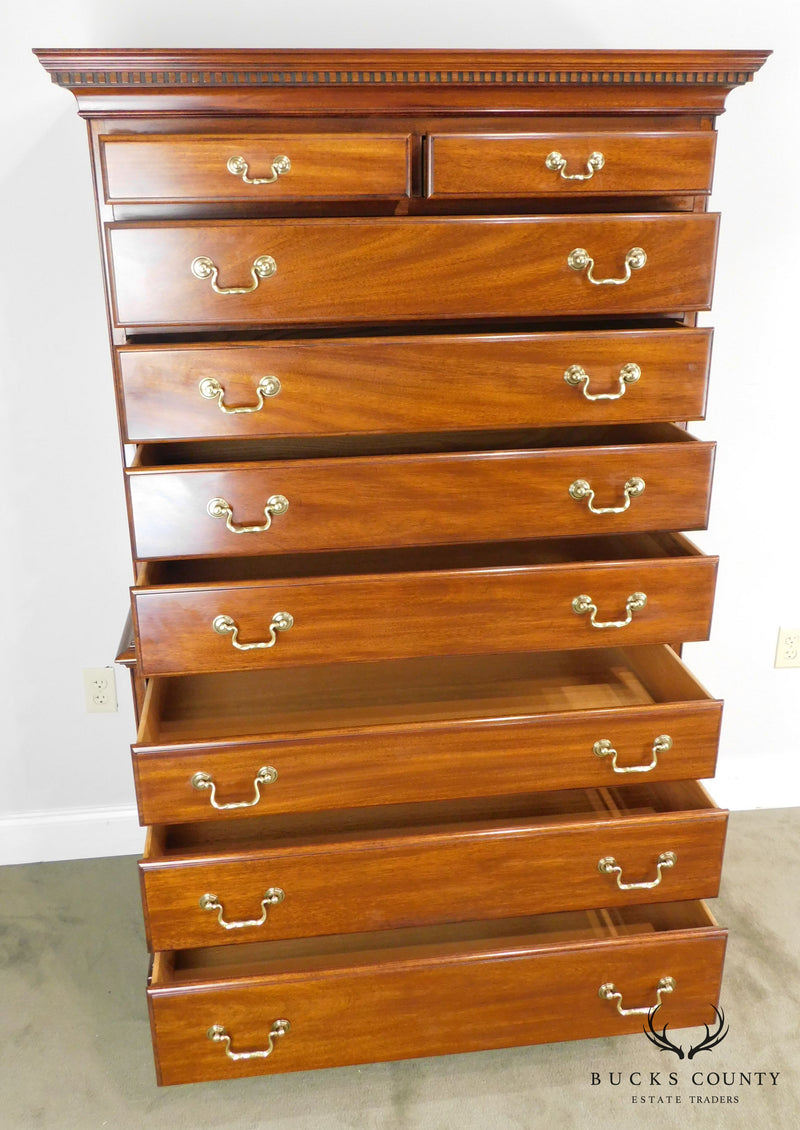 Henkel Harris Chippendale Style # 164 Mahogany High Chest on Chest