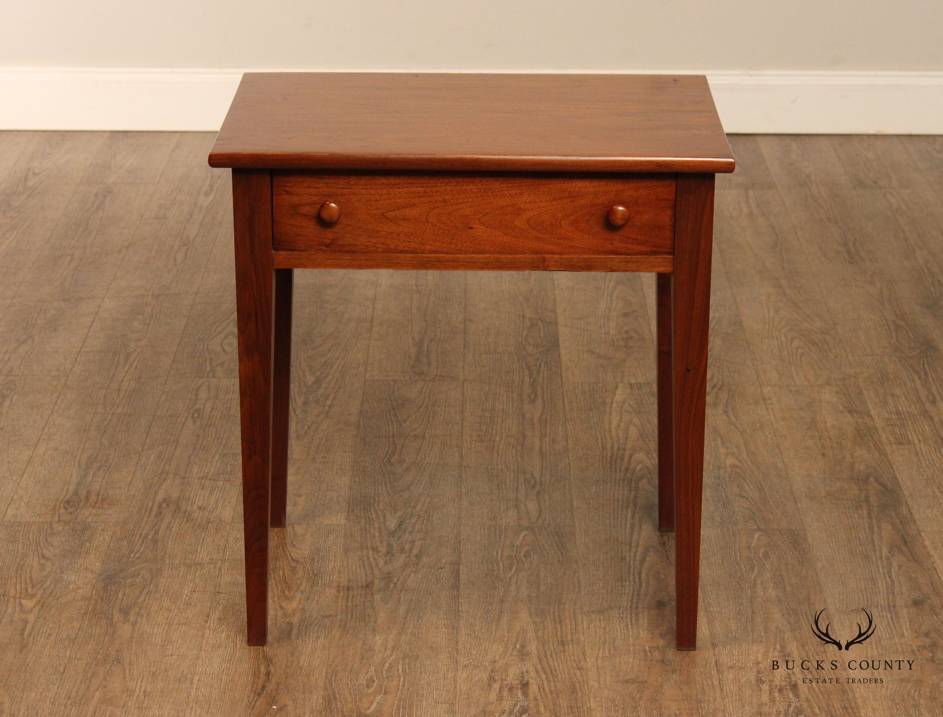 Shaker Style Custom Crafted Walnut Single Drawer Side Table