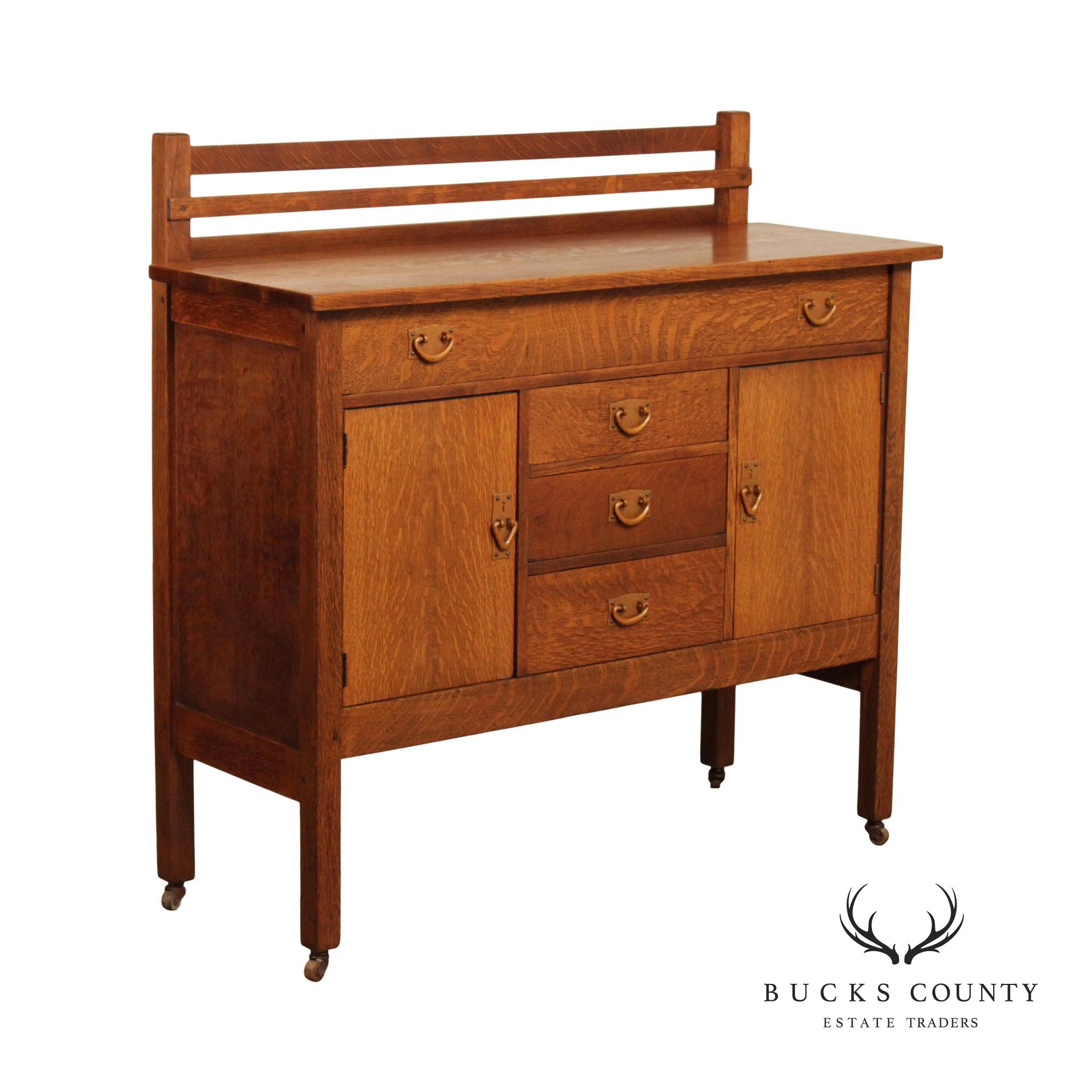 Gustav Stickley Antique Arts and Crafts Oak Sideboard