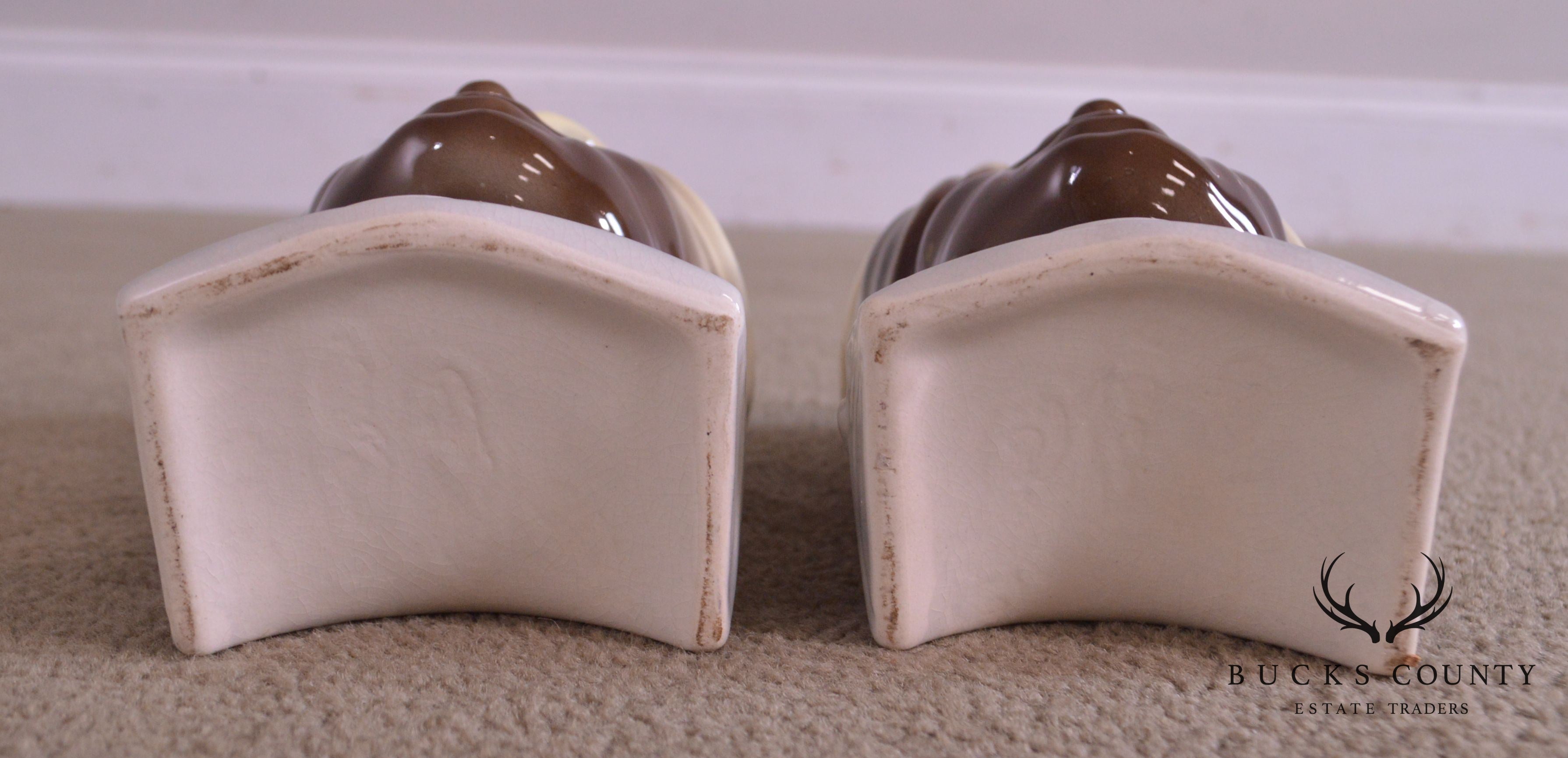 Royal Copley Mid-Century Modern Pair Ceramic Nubian Wall Pockets