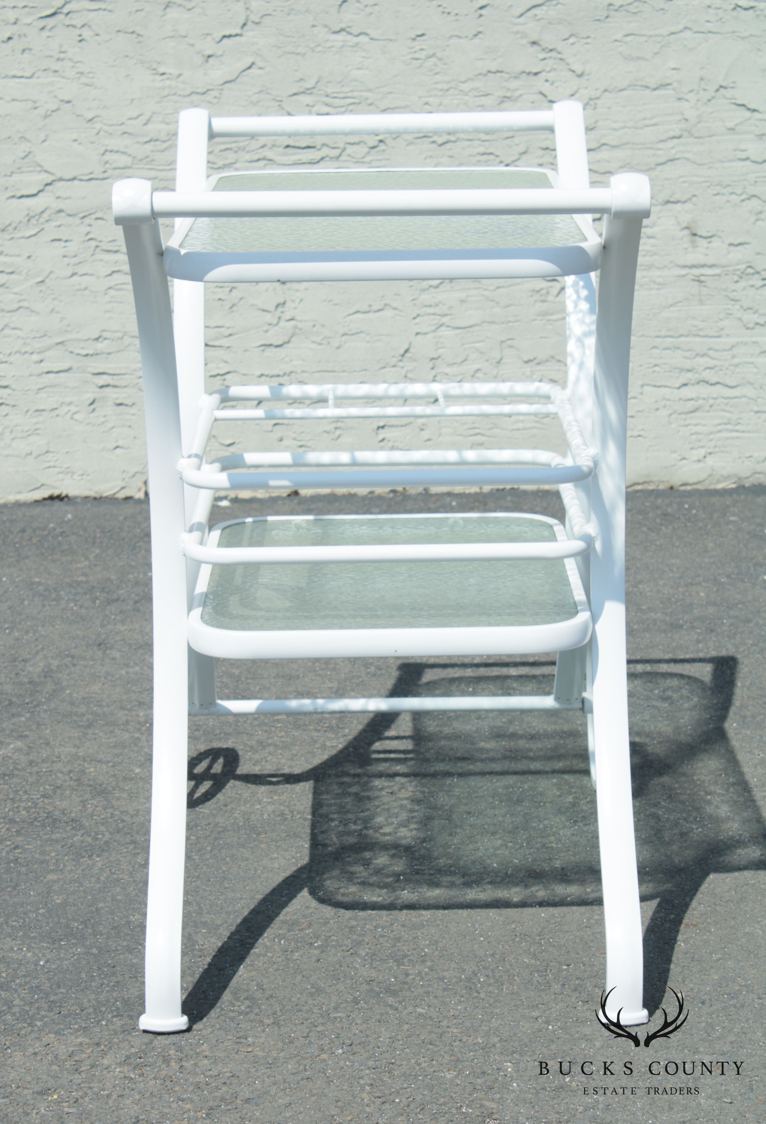 Quality White Aluminum & Glass Patio Serving Bar Cart