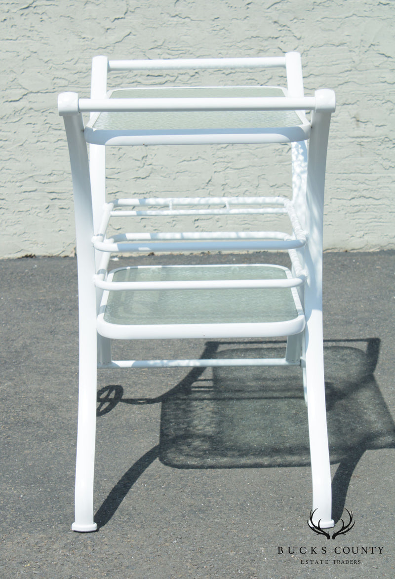Quality White Aluminum & Glass Patio Serving Bar Cart
