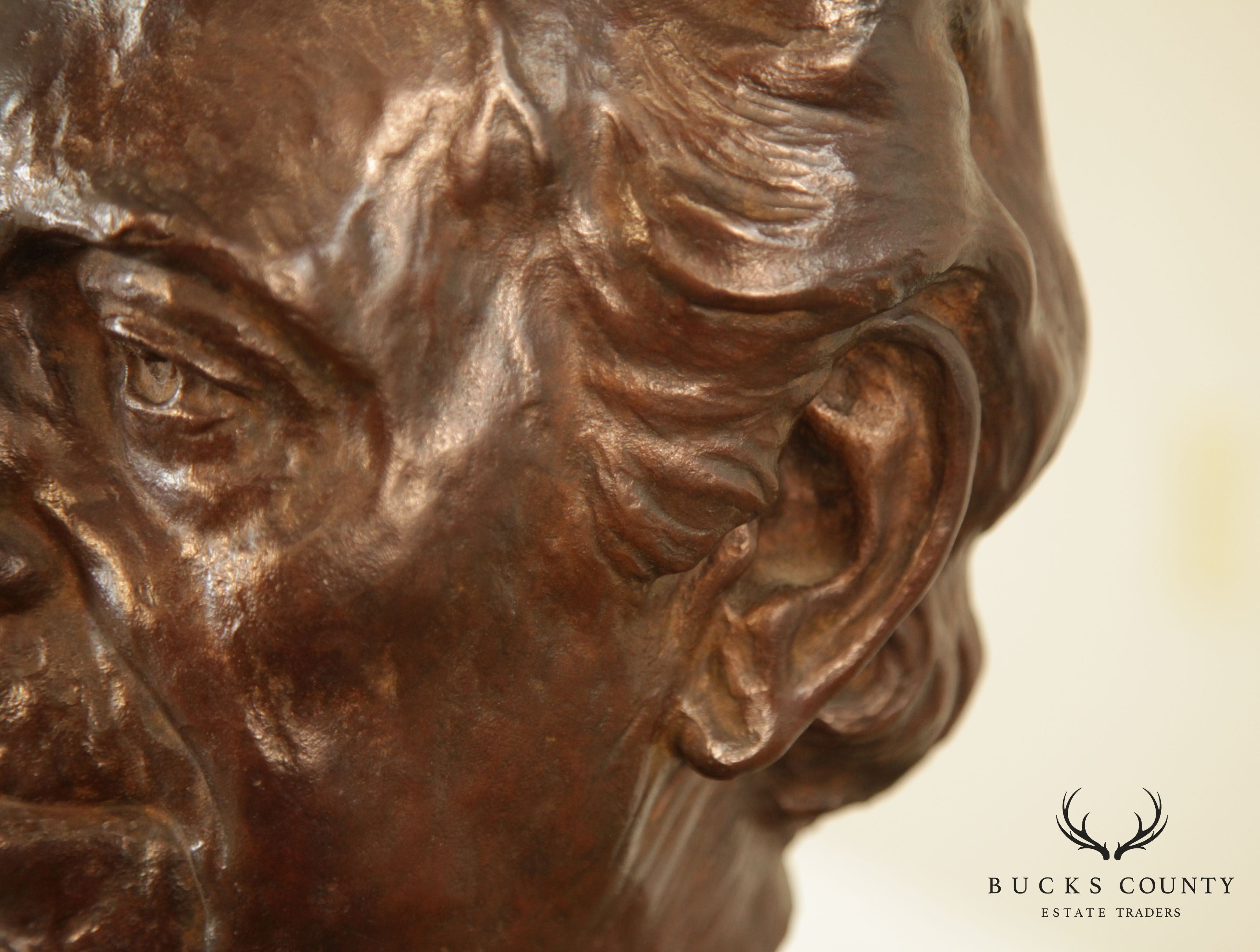 Lawrence Ludtke 1980s Bronze Bust Portrait