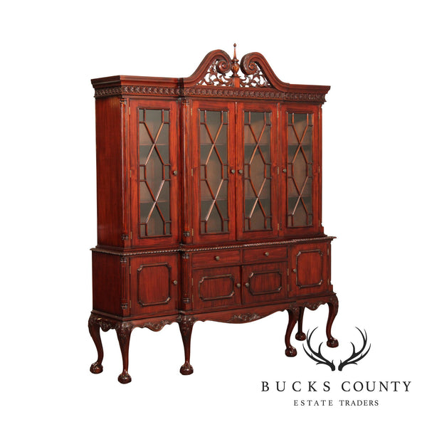 Chippendale Style Mahogany Breakfront China Cabinet