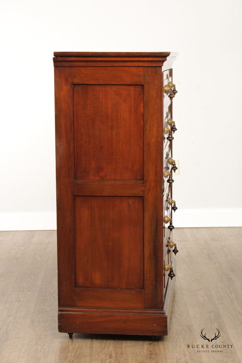 Antique Victorian Walnut and Burl Tall Chest of Drawers