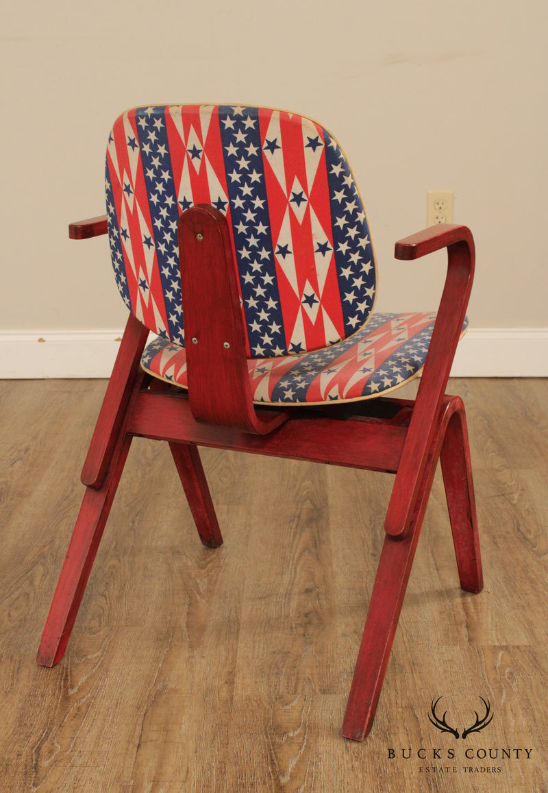 Thonet Mid Century Modern Bentwood Patriotic Armchair