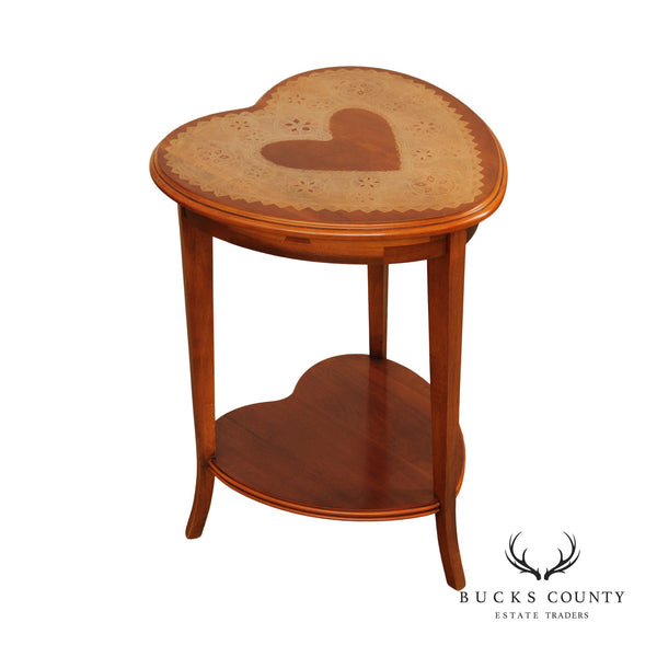 Lane Furniture Cherry Heart Shaped Two-Tier Occasional Side Table