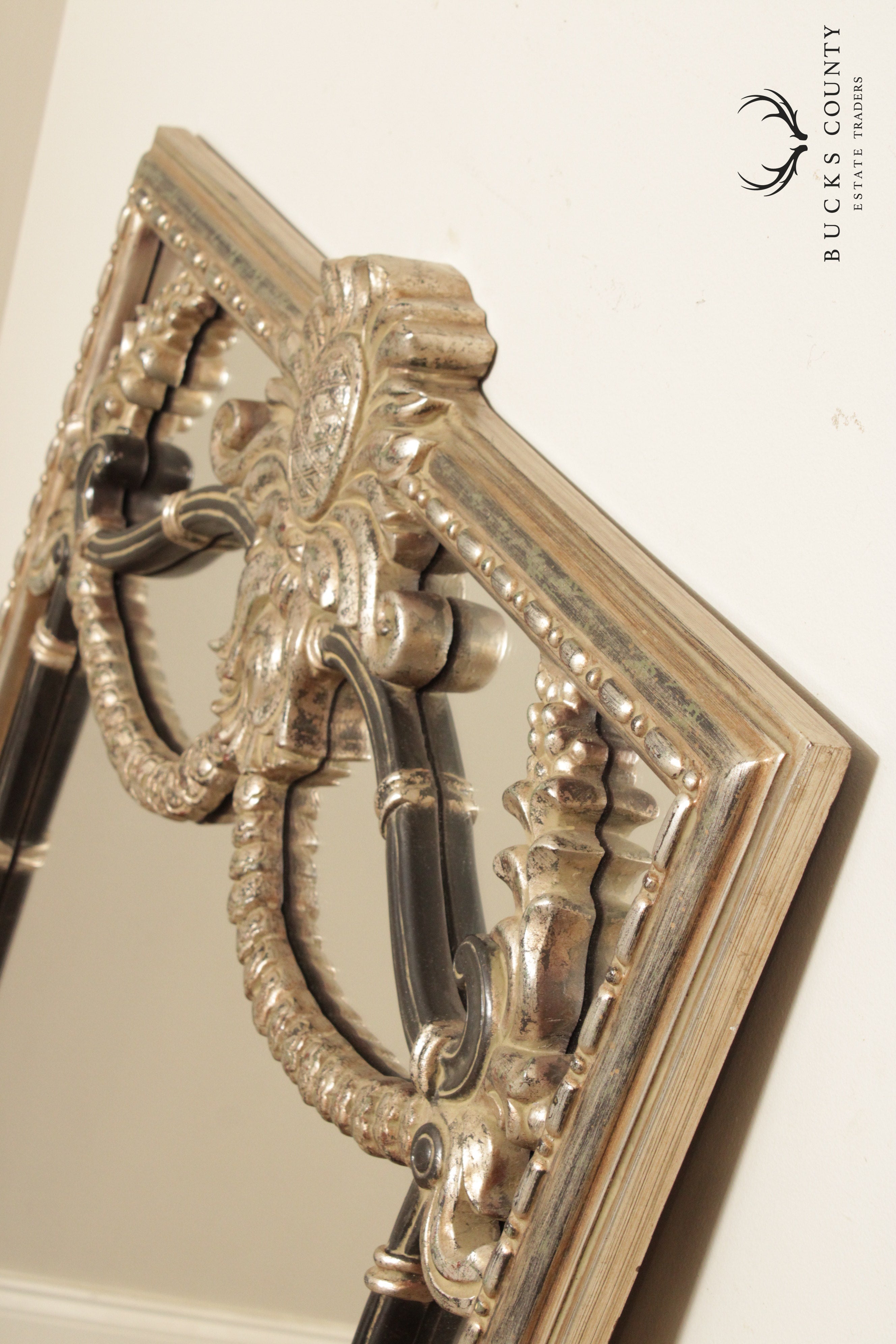 French Louis XV Style Silver Gilt Wall Mirror