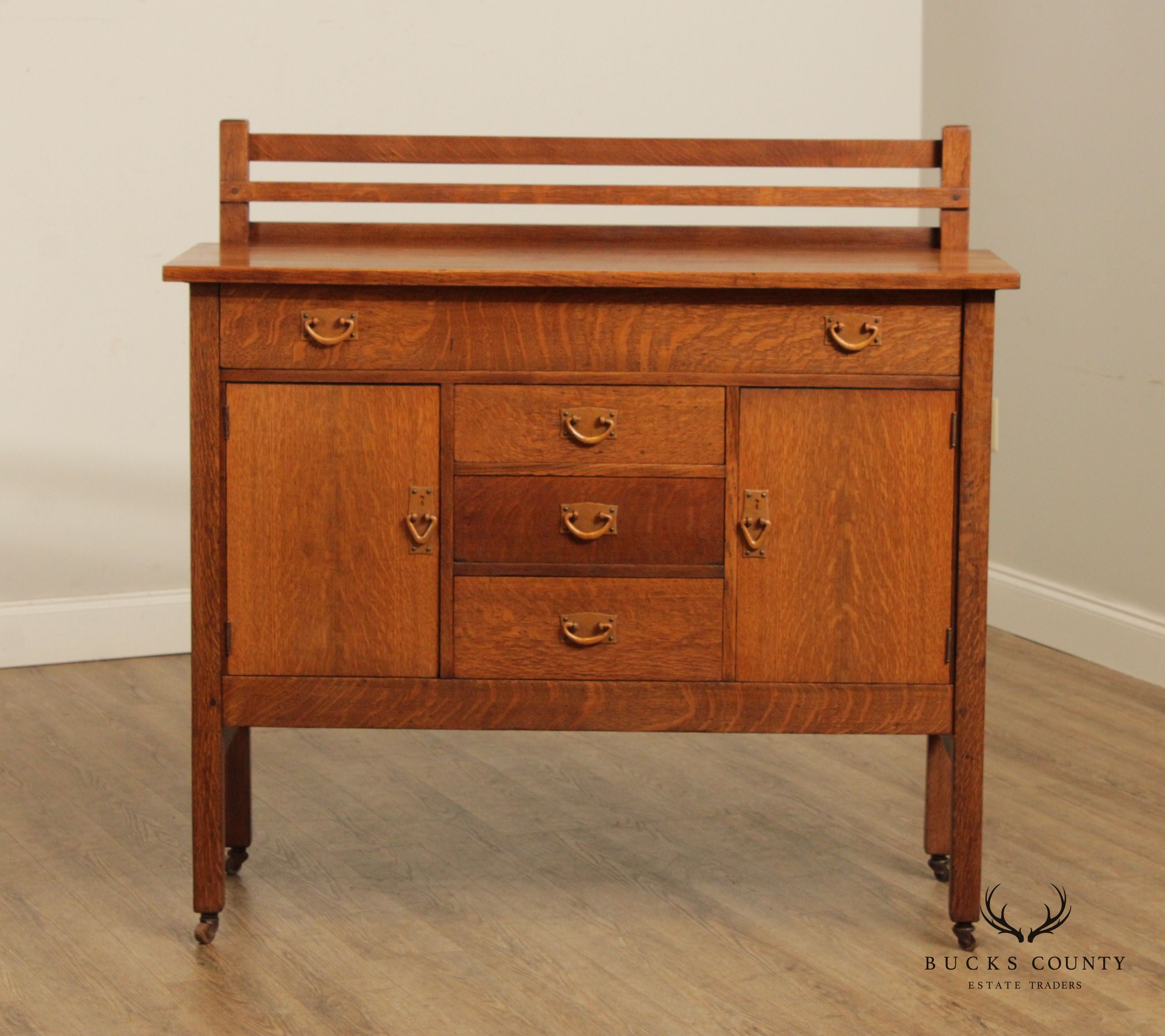 Gustav Stickley Antique Arts and Crafts Oak Sideboard