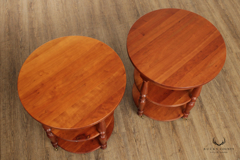 Harden Pair Cherry Three-Tier End Tables