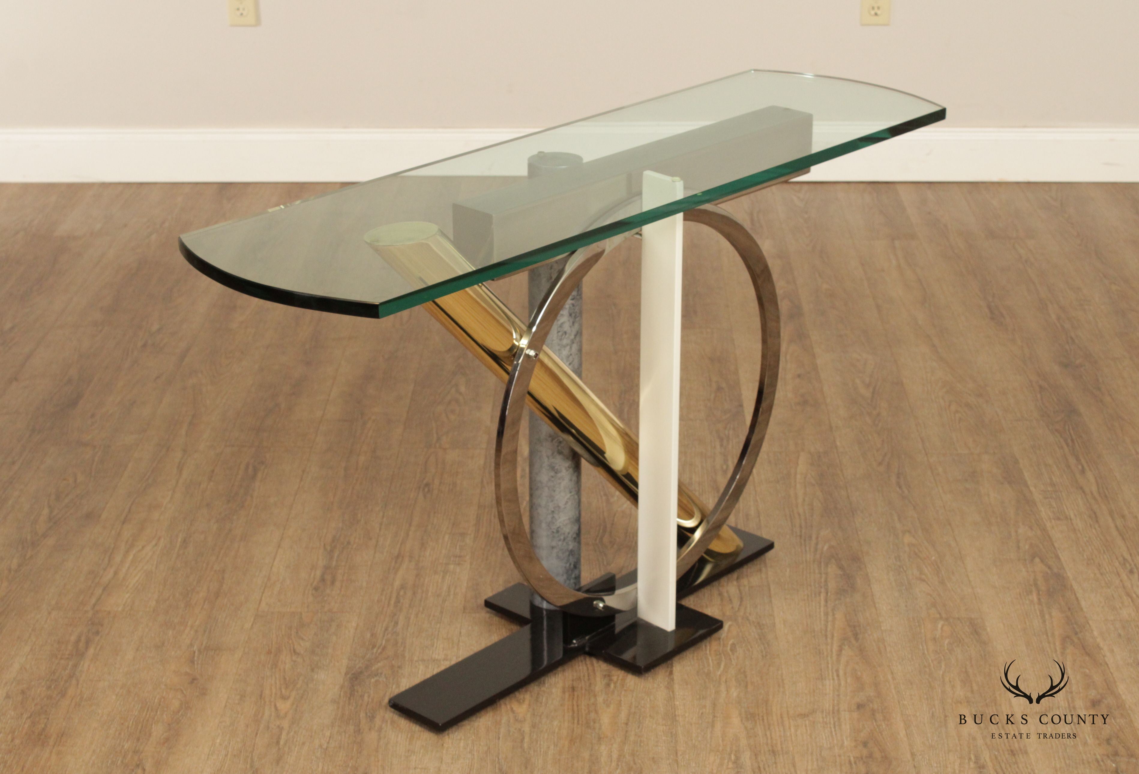 Kaizo Oto For Design Institute of America Post Modern Mixed Metal Console Table