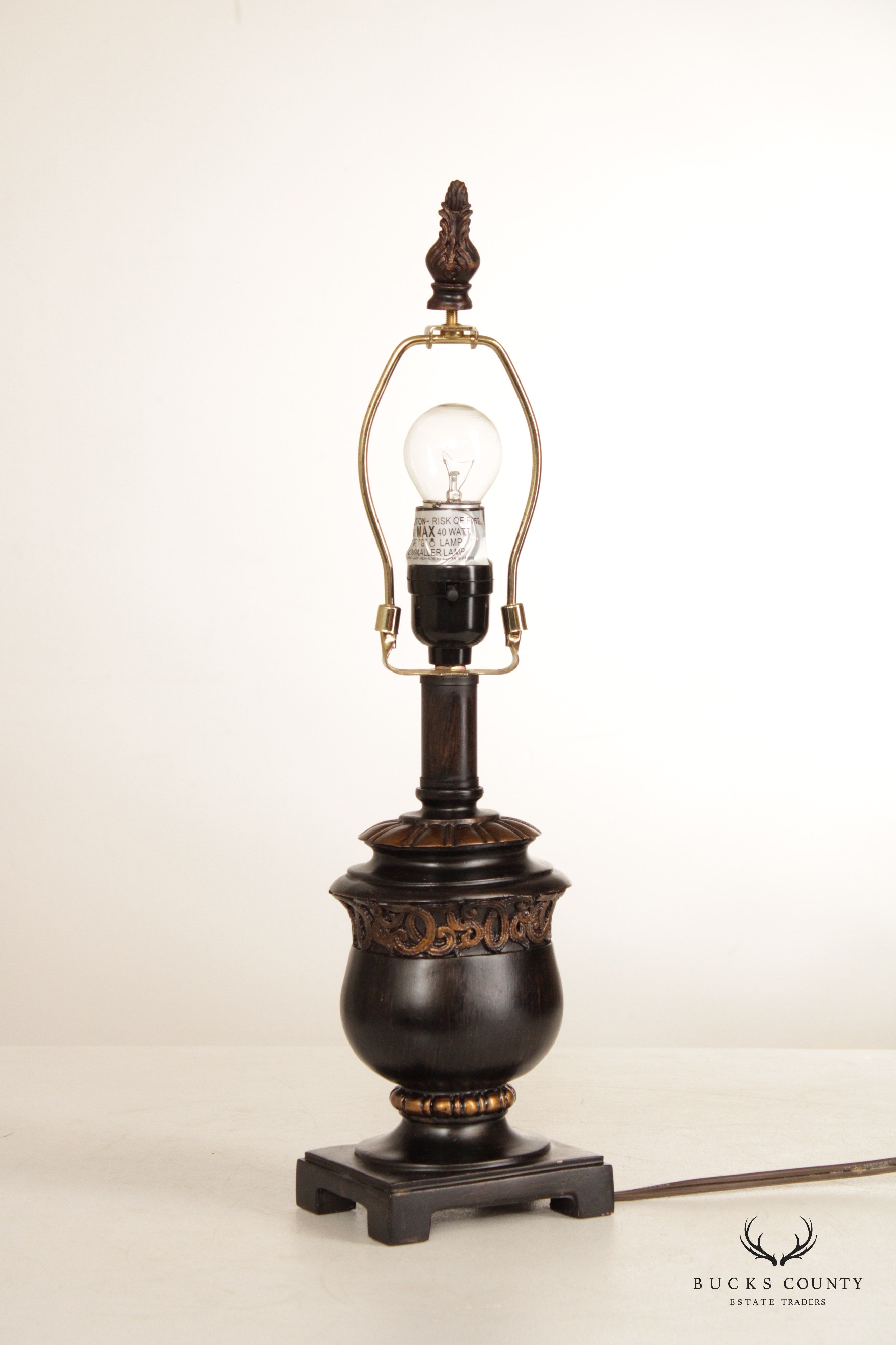 Regency Style Pair of Painted Urn Table Lamps