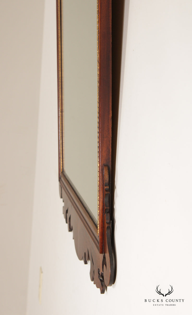 Henkel Harris Chippendale Style Partial Gilt Mahogany Wall Mirror
