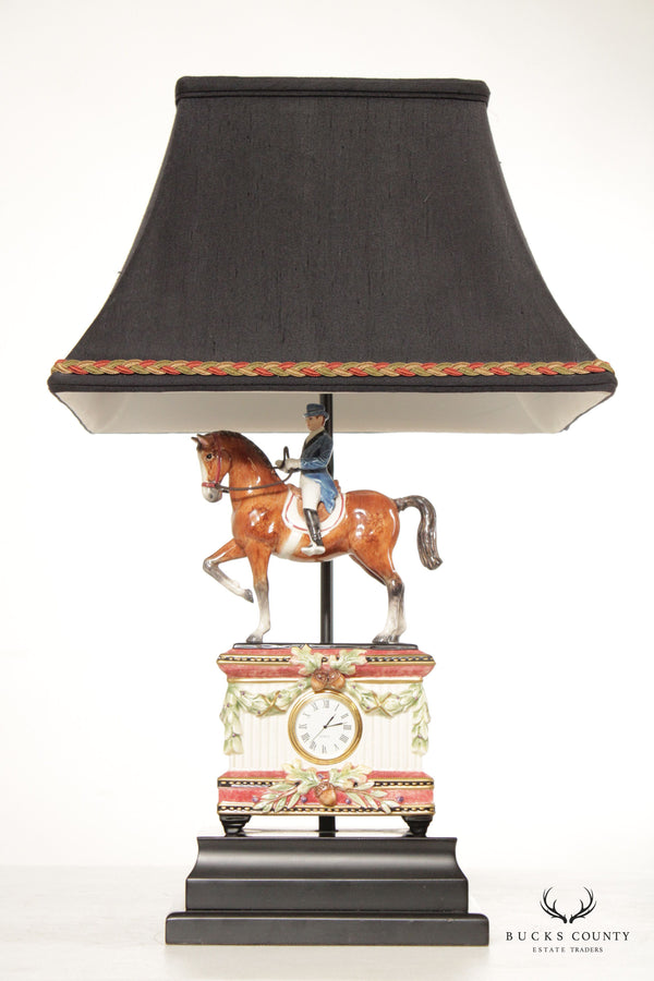 Frederick Cooper Equestrian Porcelain Clock Table Lamp