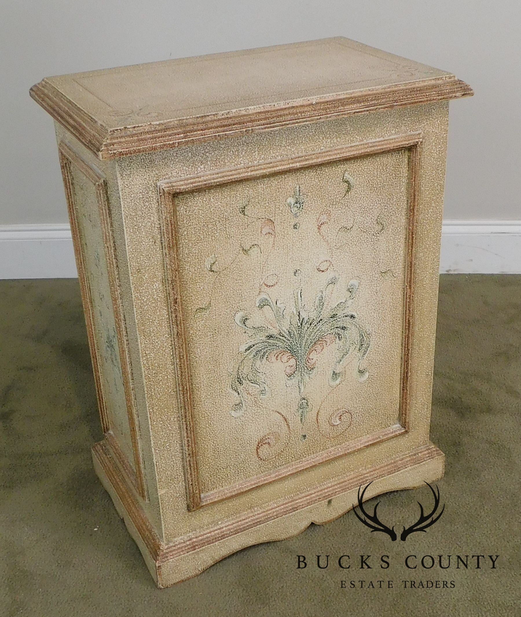 Florentine Style Paint Decorated Lidded Hamper