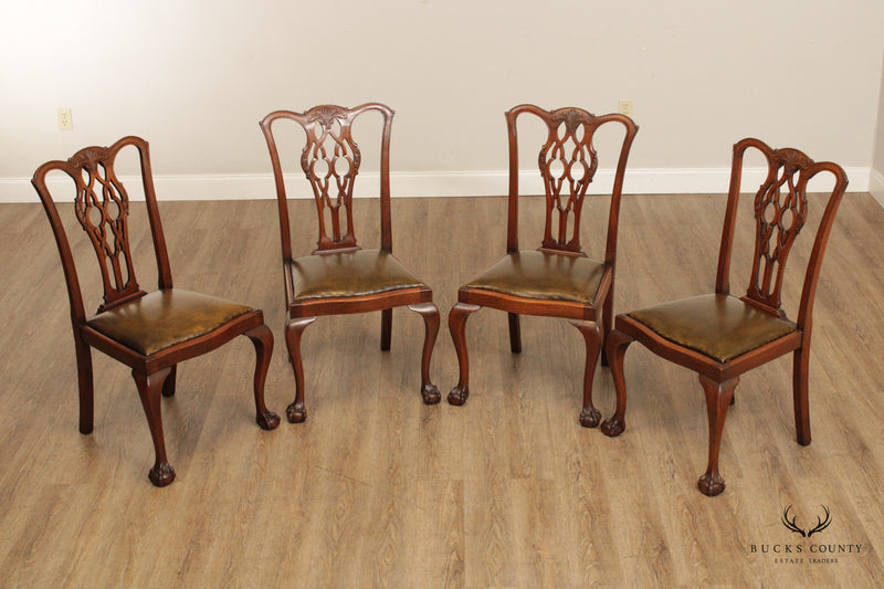 Chippendale Style Set Four Mahogany Ball and Claw Dining Chairs
